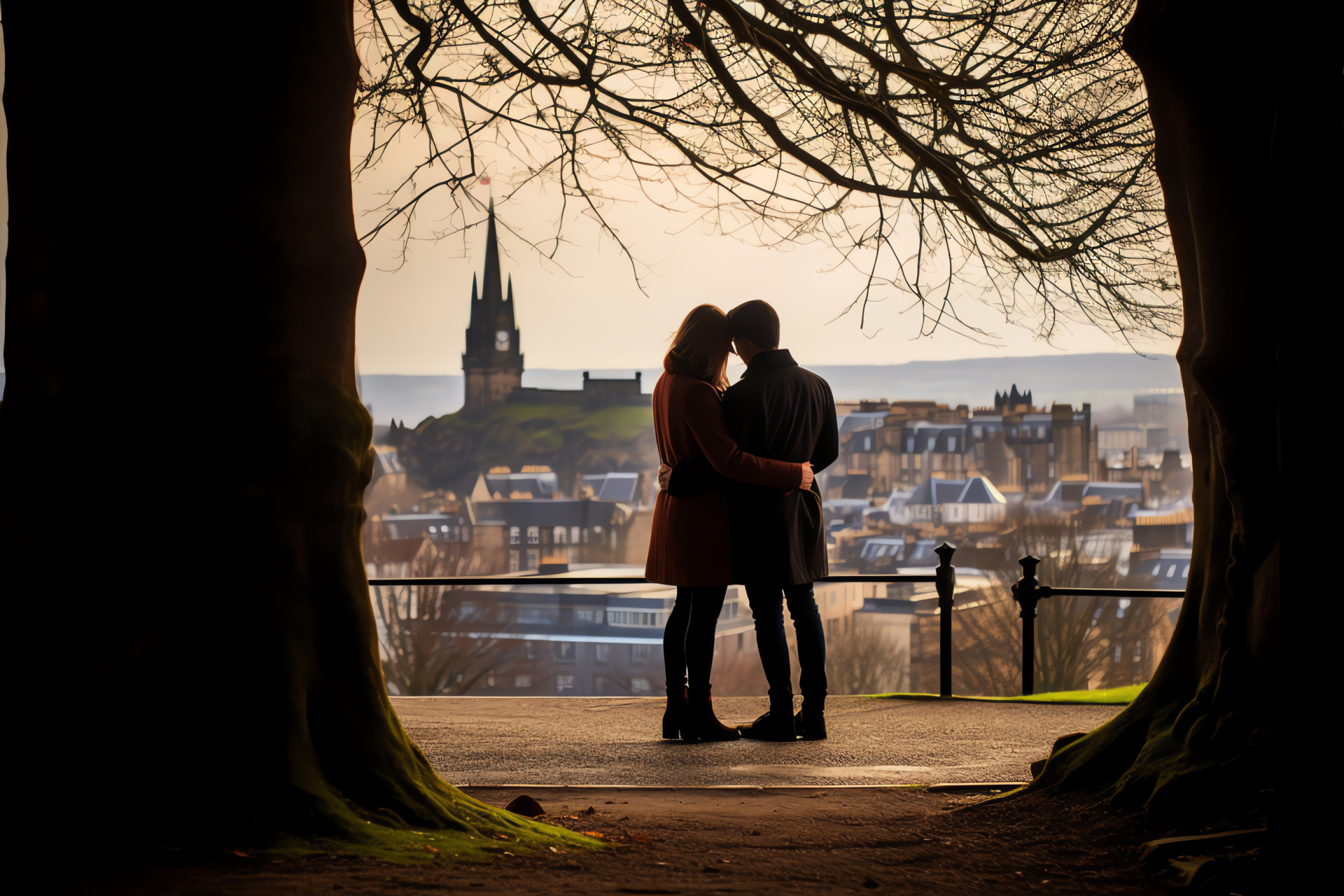 Scottish capital romance, Valentine's day at Edinburgh Castle, ancient stronghold grounds, cultural love setting, medieval fortress, HD Desktop Wallpaper