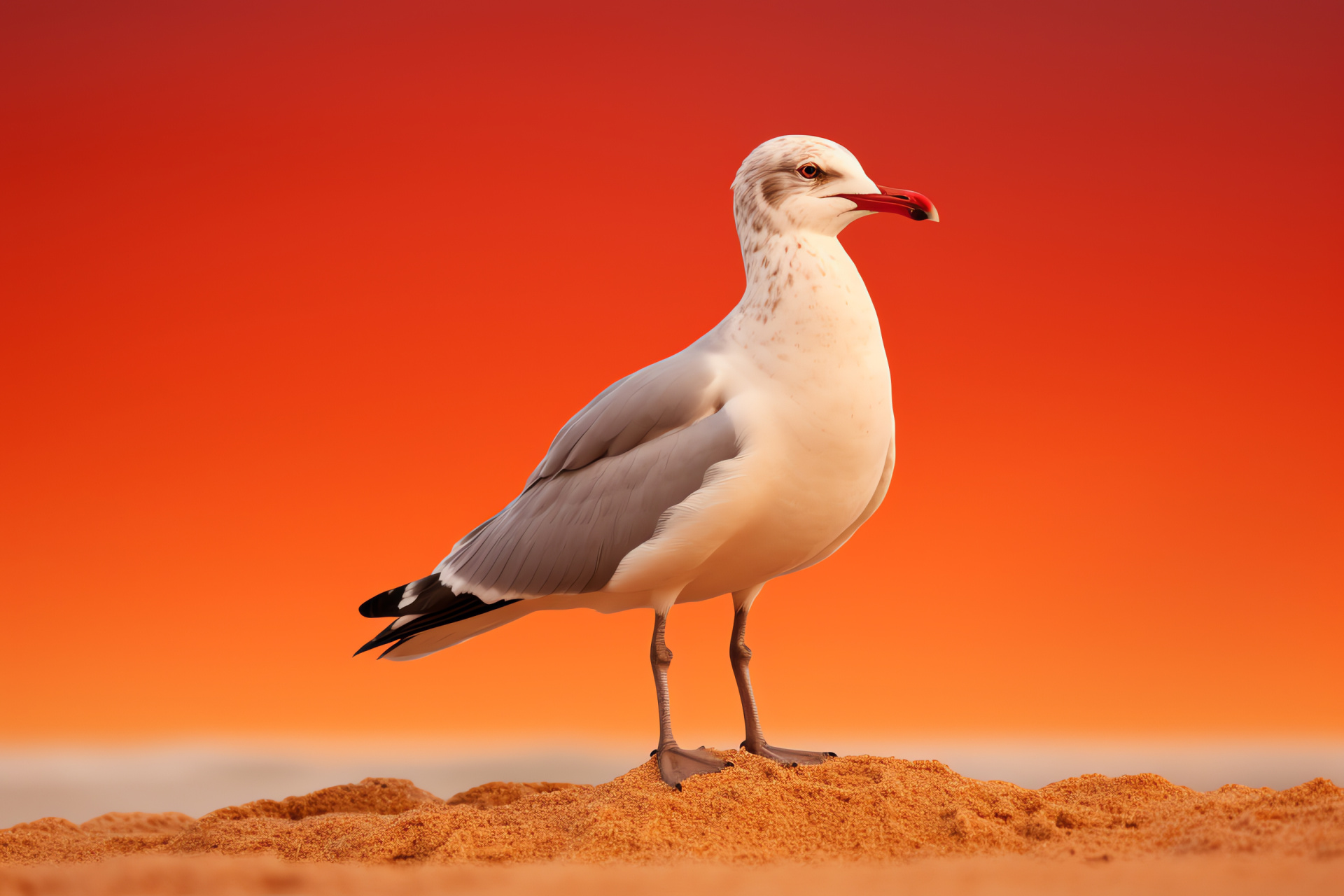 Seagull on shore, Coastal bird, Beach winged guest, Sand dwelling, Shoreline avian, HD Desktop Wallpaper