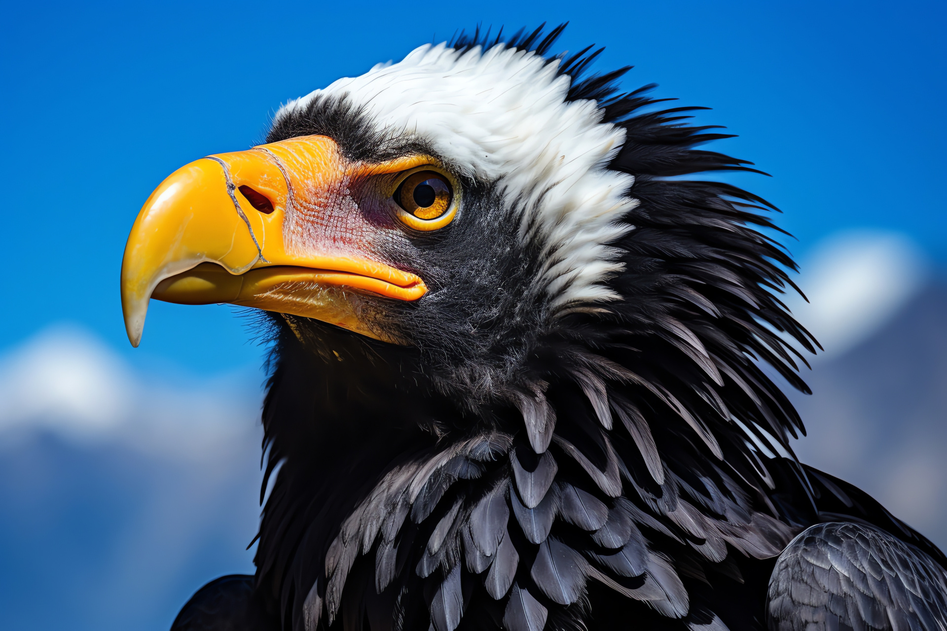 Andean Condor in flight, Large raptor, South American bird, Contrasting plumage, Predatory bird features, HD Desktop Image