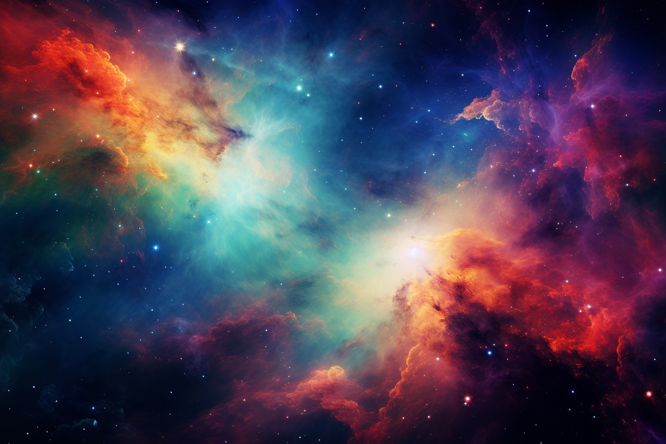 Ultra precise cosmos, Space expanse, Panoramic cosmic scene, Intense light streaks, Color spectrum play, HD Desktop Image