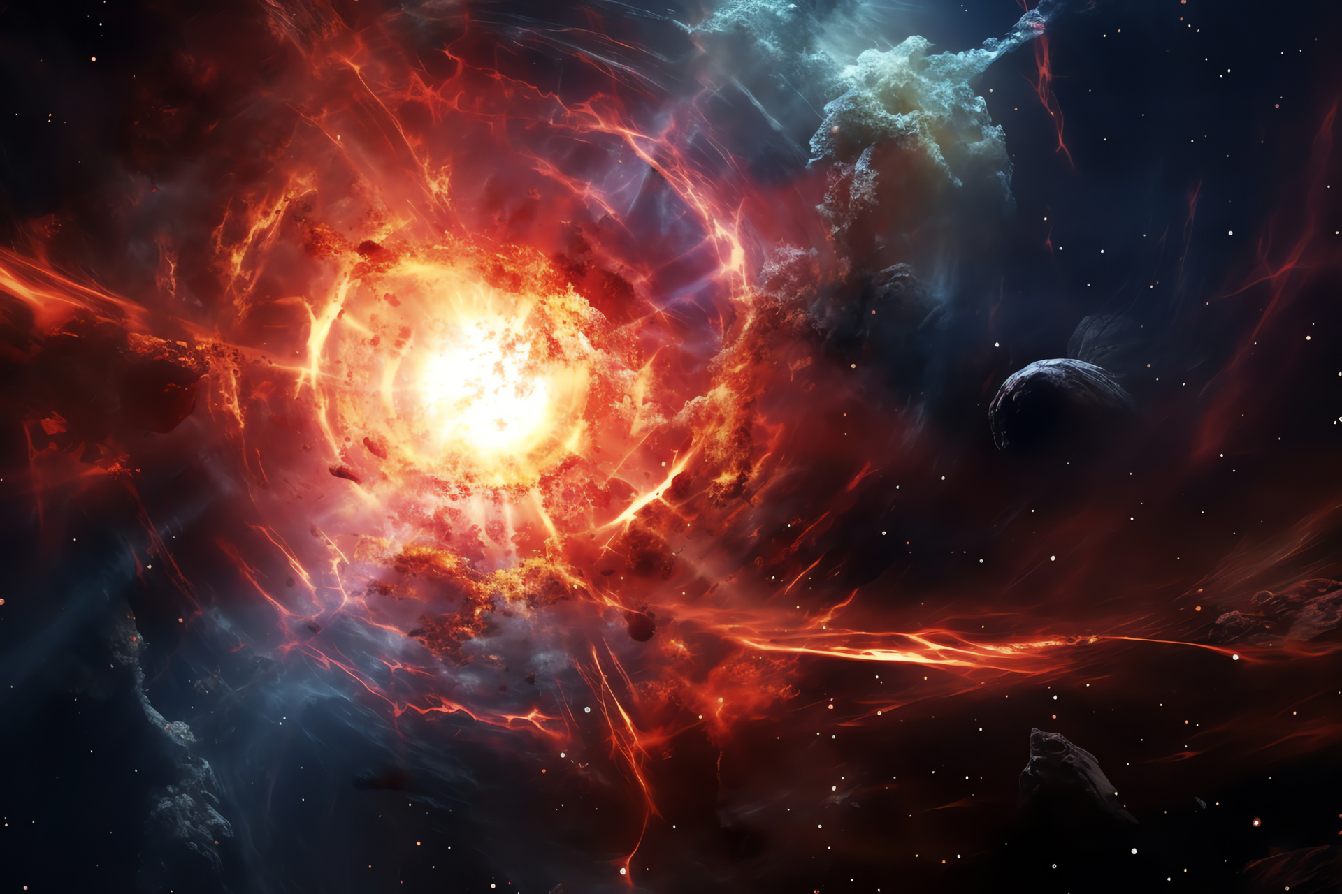 Space event, Star destruction, Cosmic force, Galactic core, Supernova appearance, HD Desktop Wallpaper