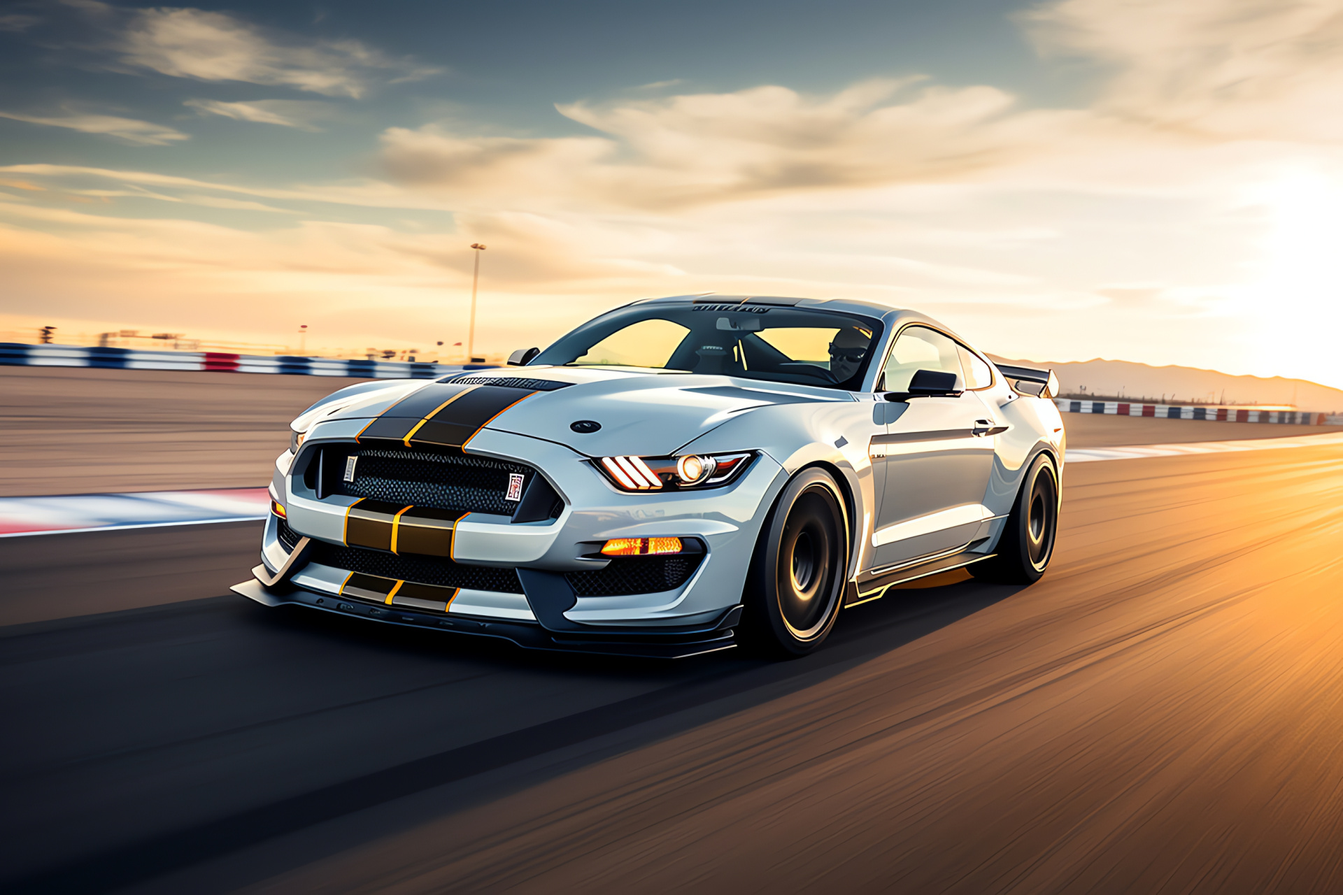 Shelby Mustang GT350R Heritage, racetrack action, dynamic drifting, performance exhaust, speed capture, HD Desktop Wallpaper