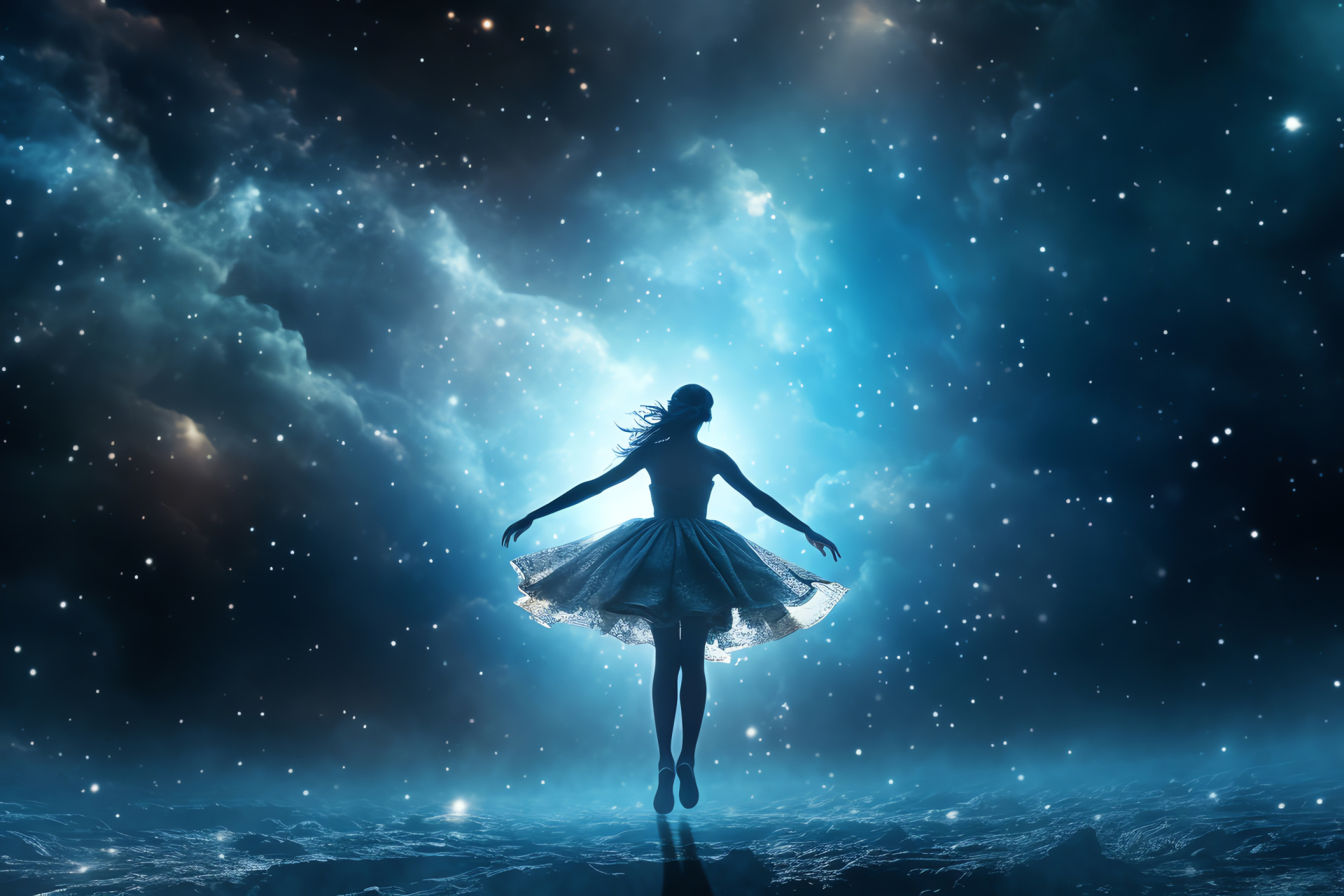 Expansive space view, HD cosmic phenomena, stellar vibrancy, low horizon cosmic, HD Desktop Image