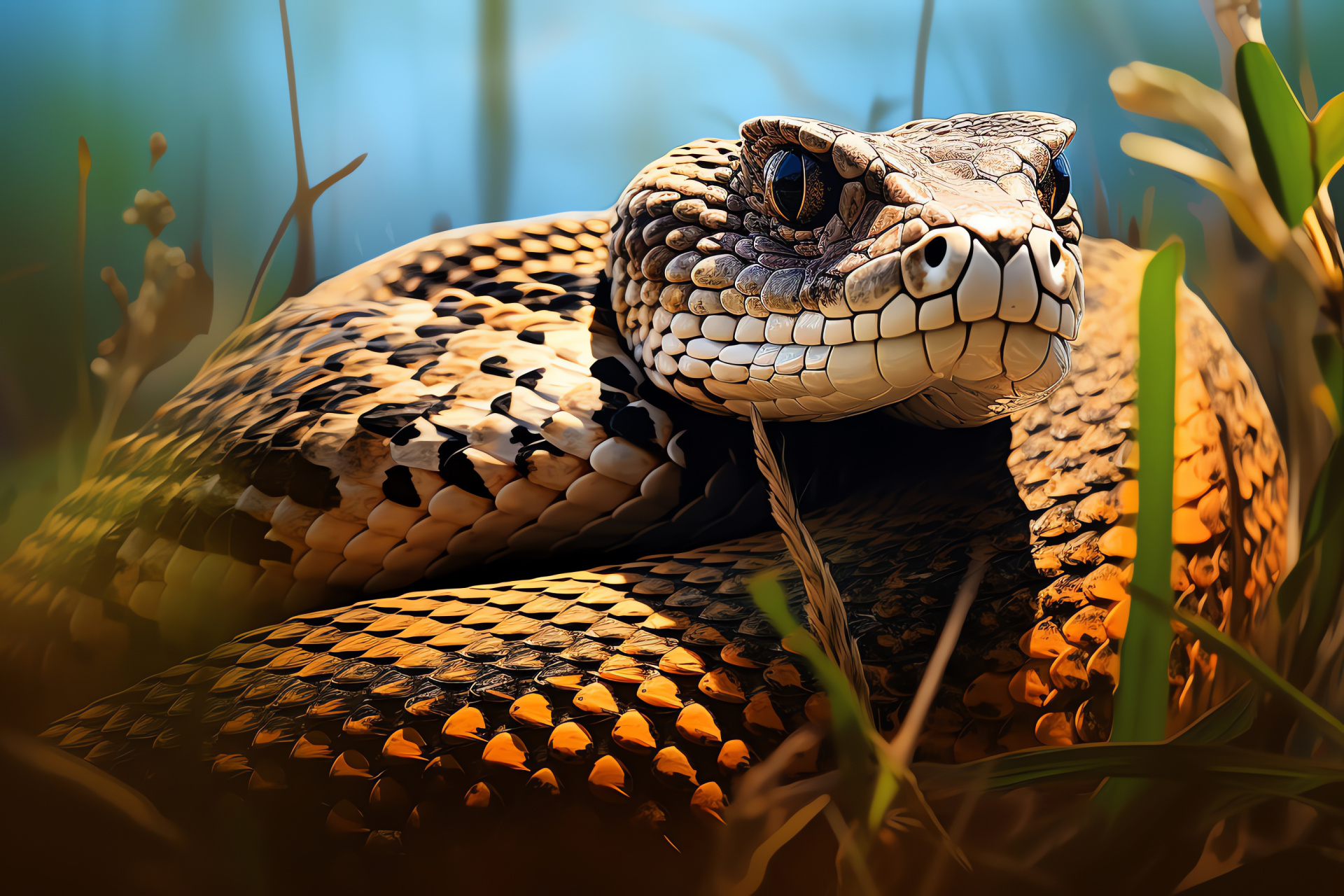 Eastern Diamondback, Florida wildlife, venomous creature, panhandle inhabitant, adaptive camouflage, HD Desktop Image