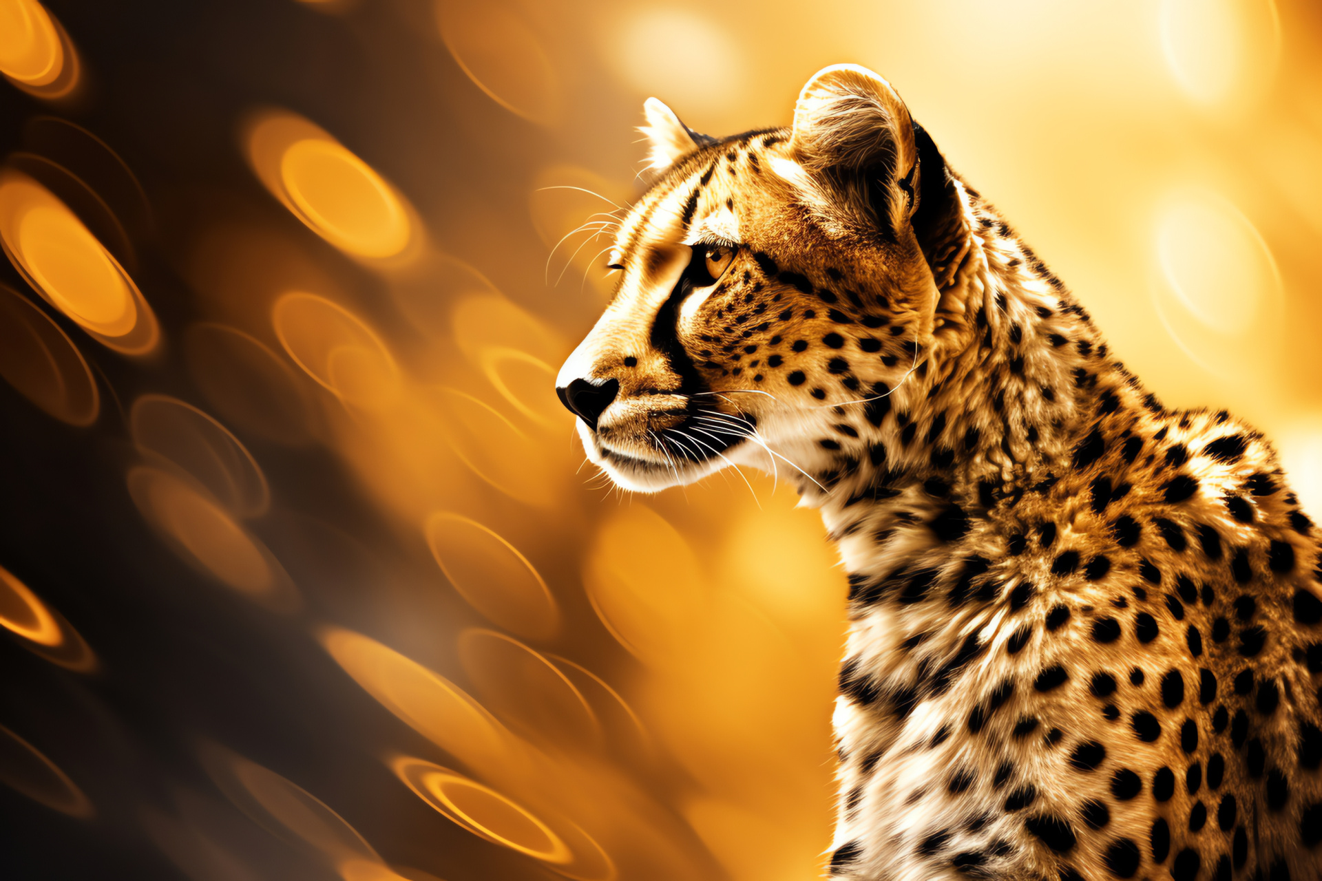 Cheetah Paw, Feline footprint, Golden spotted fur pattern, Side profile, Abstract artistic backdrop, HD Desktop Image