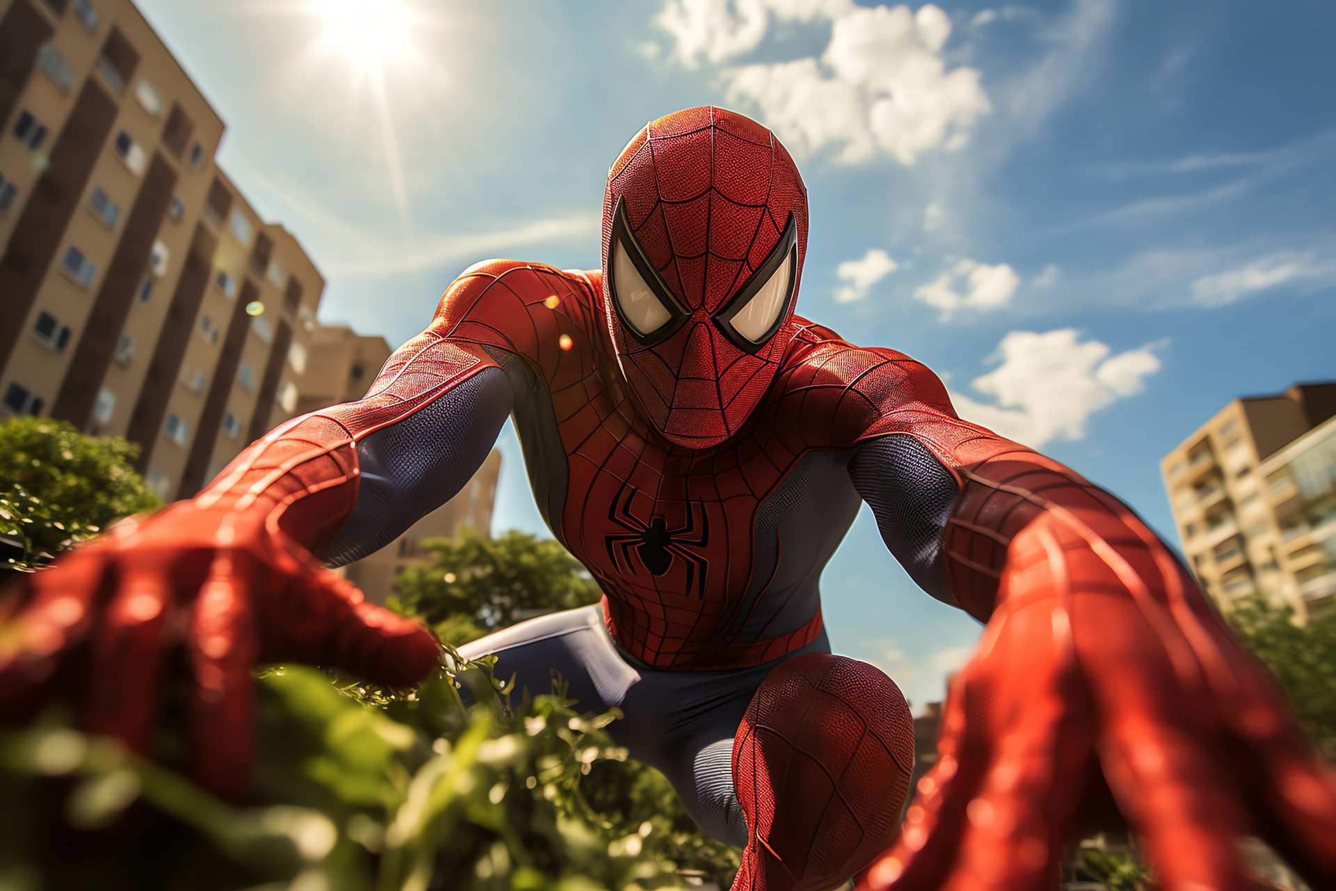 Spiderman movie hero, Manhattan web-crawler, urban exploits, skyscraper agility, action prowess, HD Desktop Wallpaper