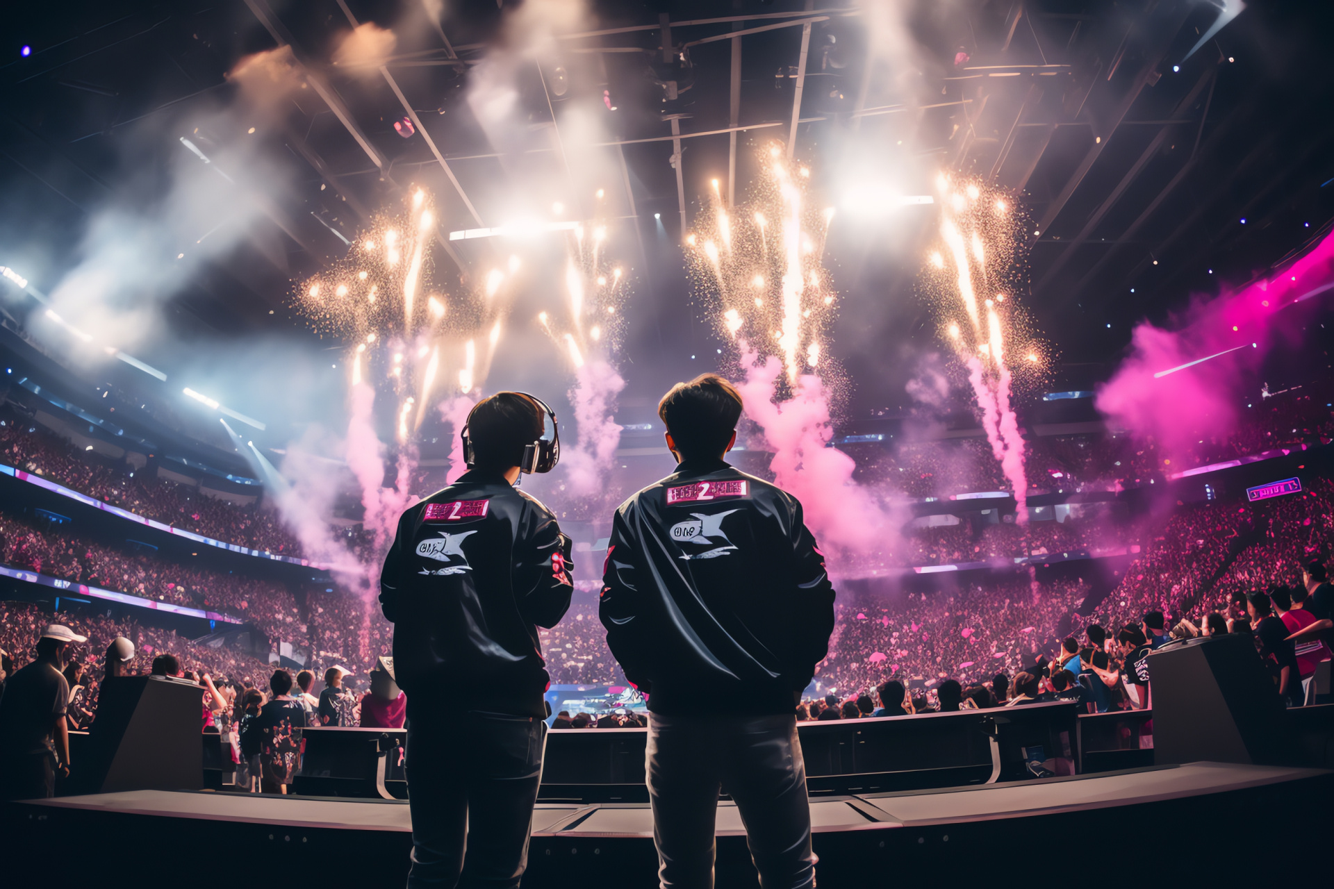 TSM at contest, MOBA squad, Arena spectacle, Public competition, Team uniforms, HD Desktop Wallpaper