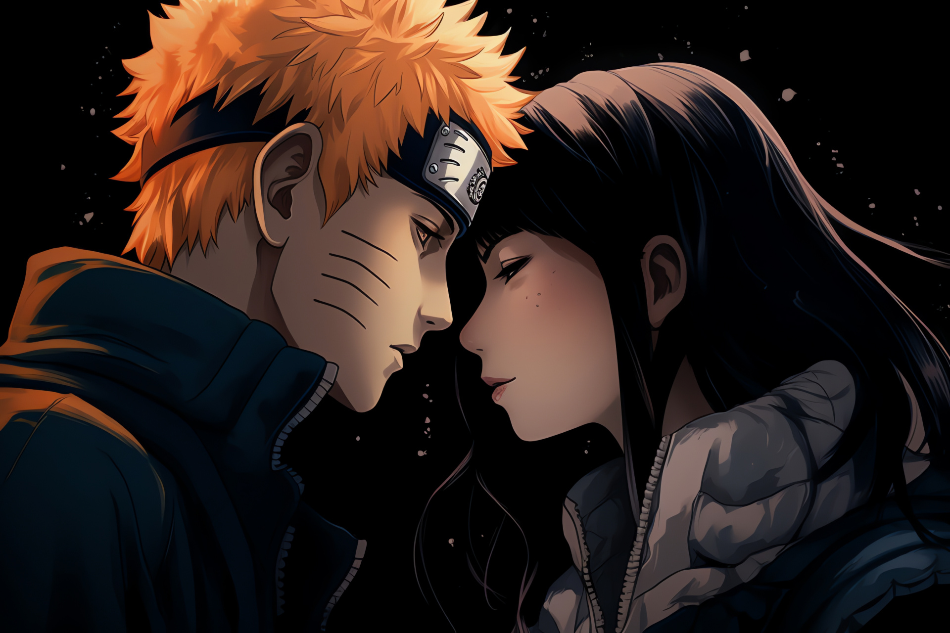 Naruto Uzumaki, Hinata Hyuga, affectionate bond, peaceful interaction, genuine emotion, HD Desktop Wallpaper