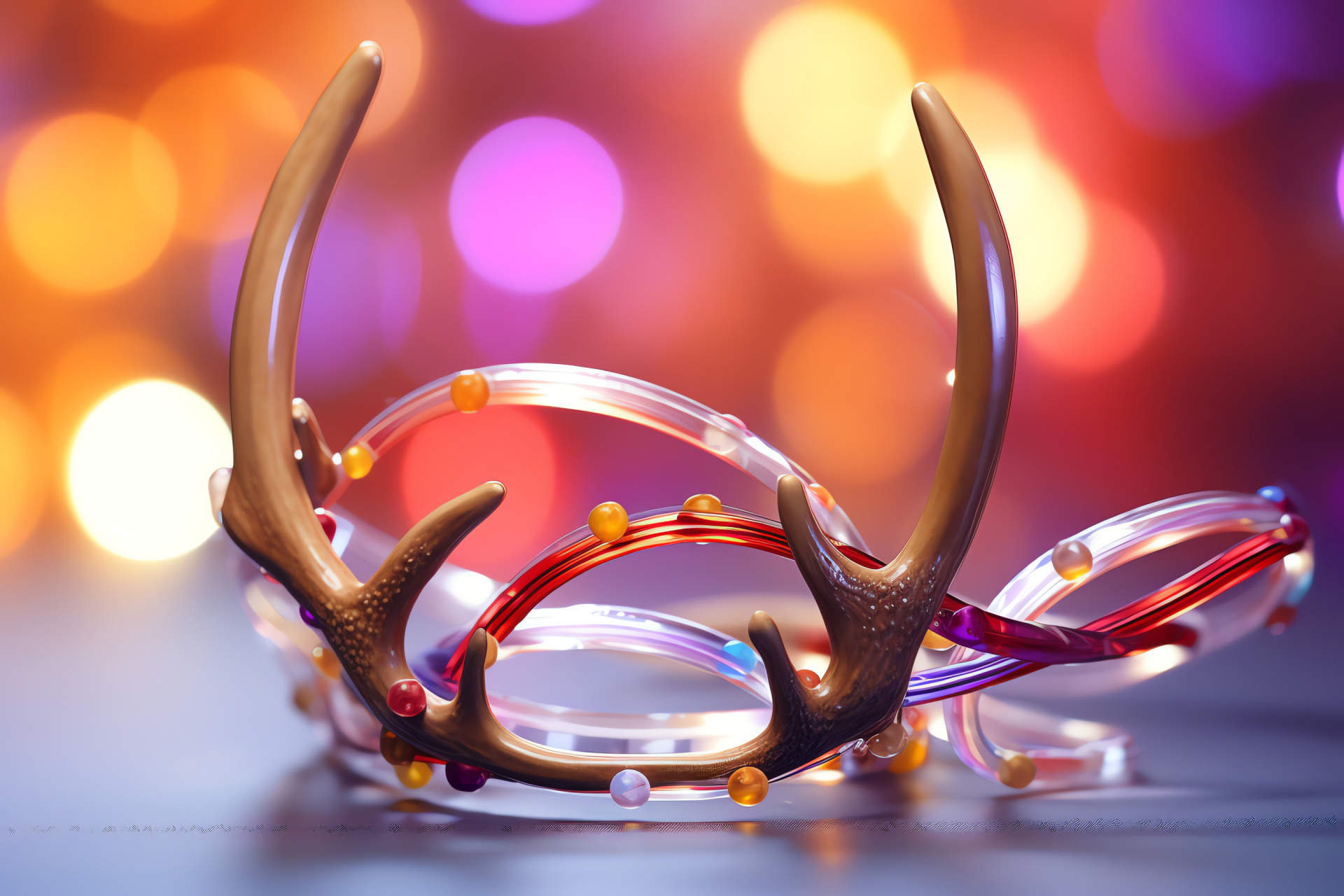 Rudolph the Reindeer, Festive decor, Seasonal ornaments, Celebratory ribbons, Bright embellishments, HD Desktop Image