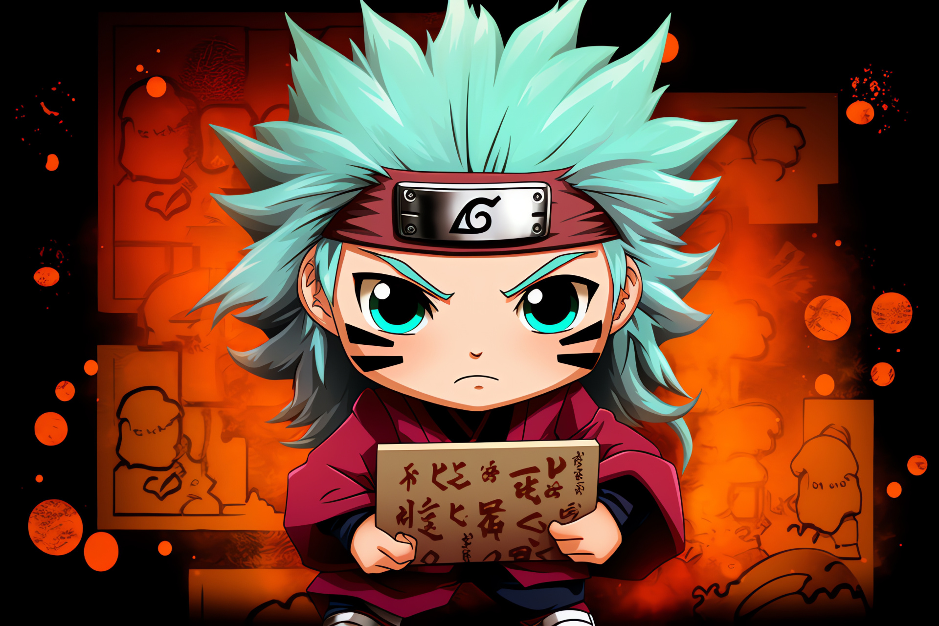 Jiraiya chibi, Pervasive Sage, Eclectic backdrop, Wise mentor, Anime storyteller, HD Desktop Wallpaper