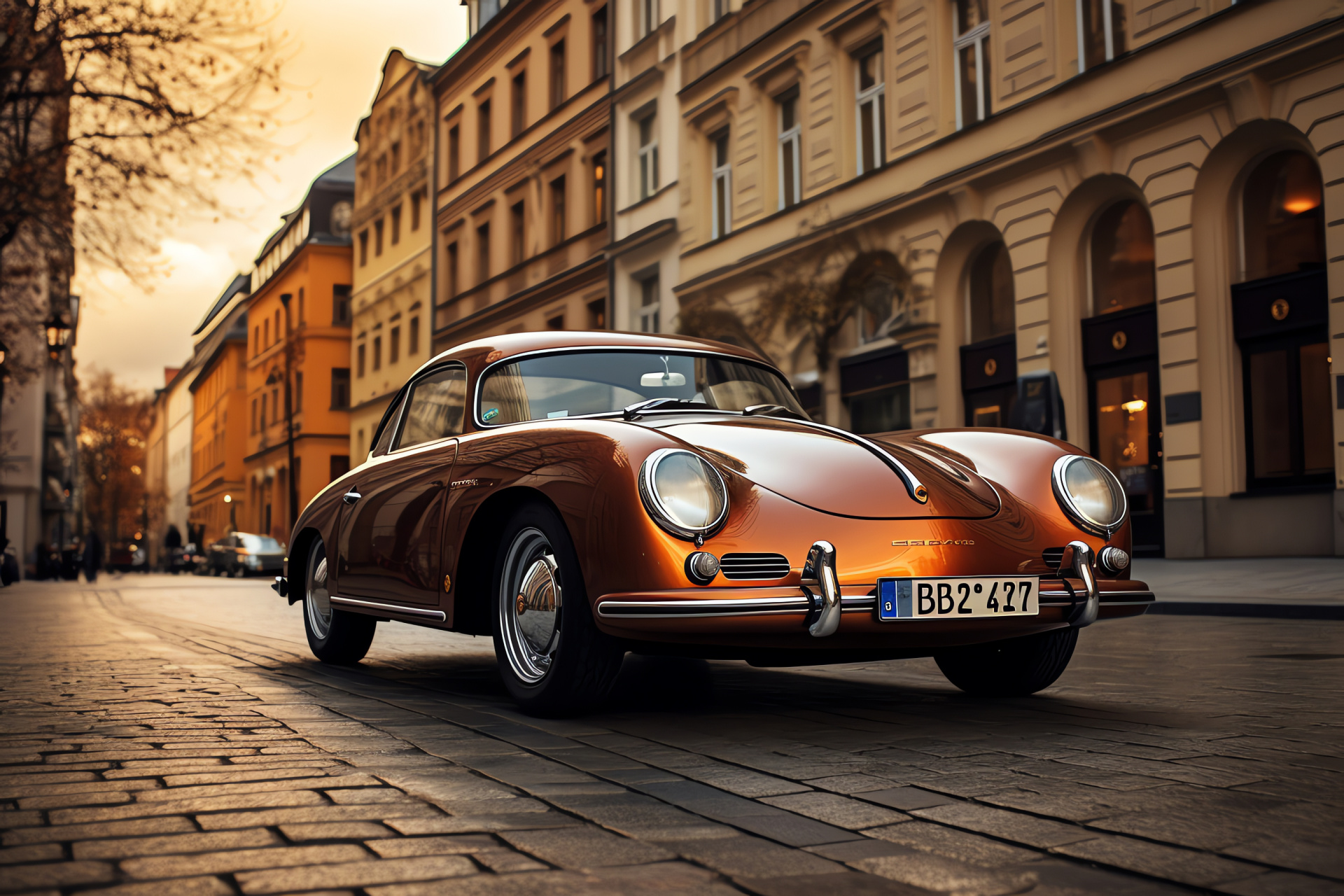 Porsche 356, Stuttgart origins, Vintage model, Central district, European history, HD Desktop Wallpaper