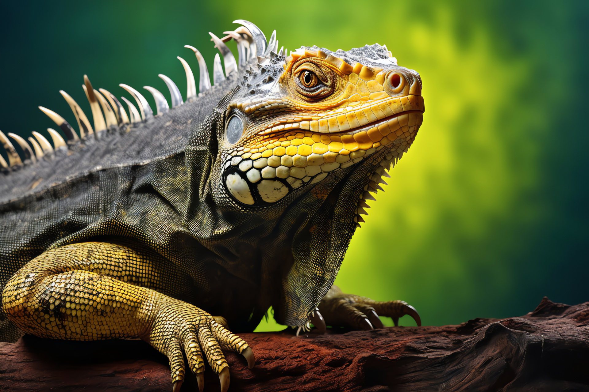 Iguana glance, Lizard profile, Reptile photography, Saurian species, Depth of field, HD Desktop Wallpaper