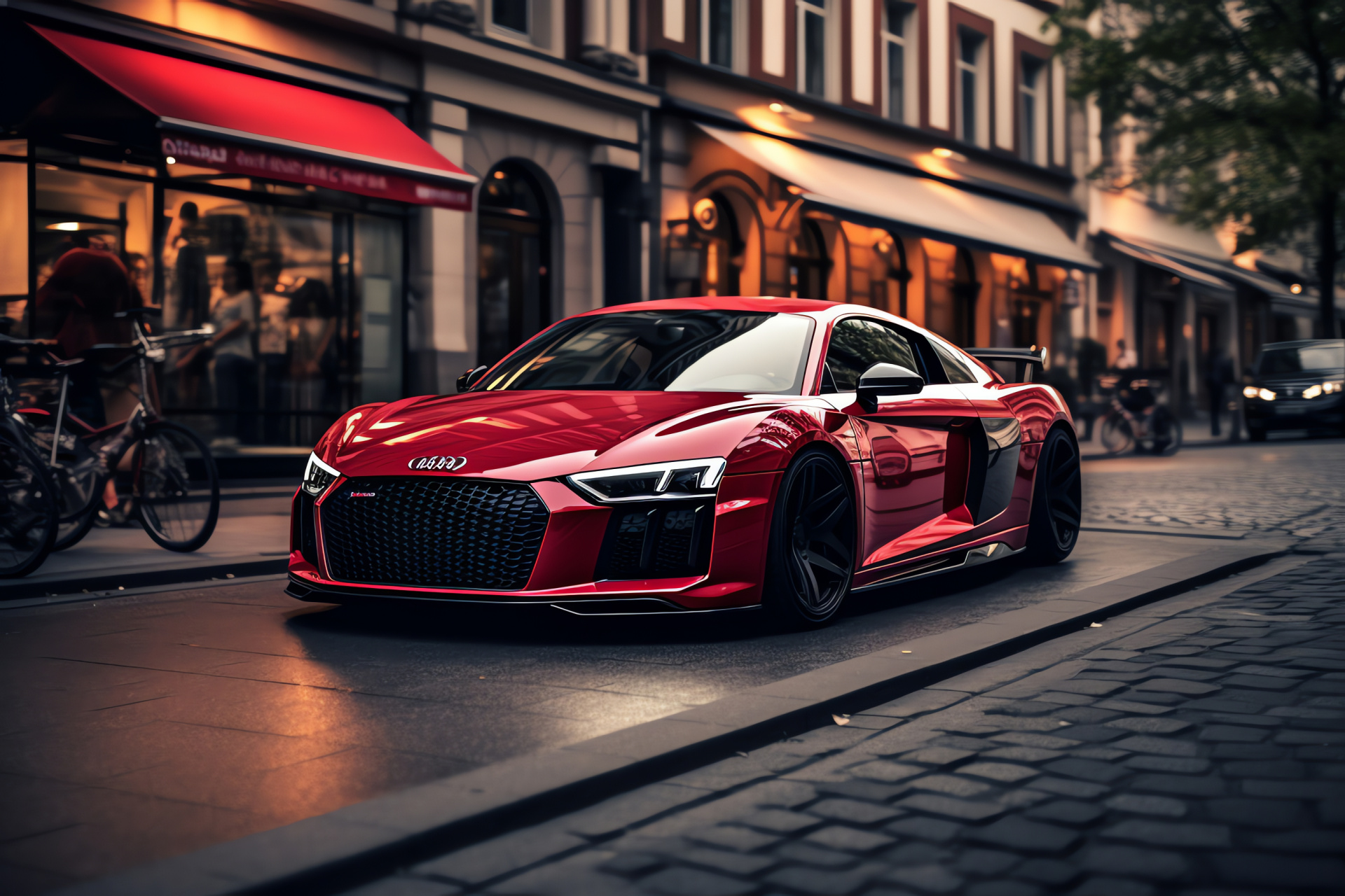 Audi R8 V10 Plus, German precision, Capital city showcase, Engineering marvel, Luxury brand, HD Desktop Wallpaper