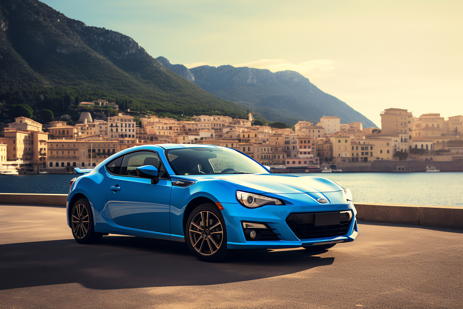 Subaru BRZ Limited, Amalfi Coast serpentine drives, vehicle stability precision, dynamic cornering amusement, exhilarating drive, HD Desktop Image