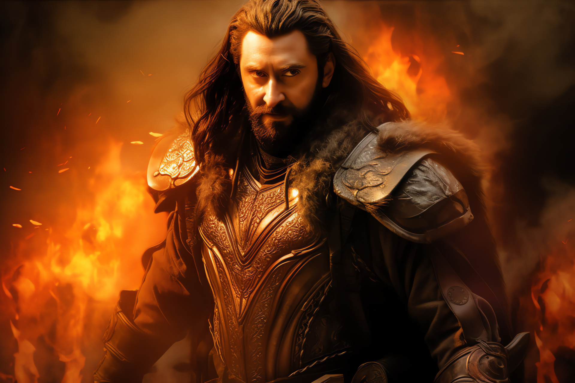 Middle Earth actor, Dwarf prince role, Majestic presence, Fantasy film, Iconic beard, HD Desktop Image