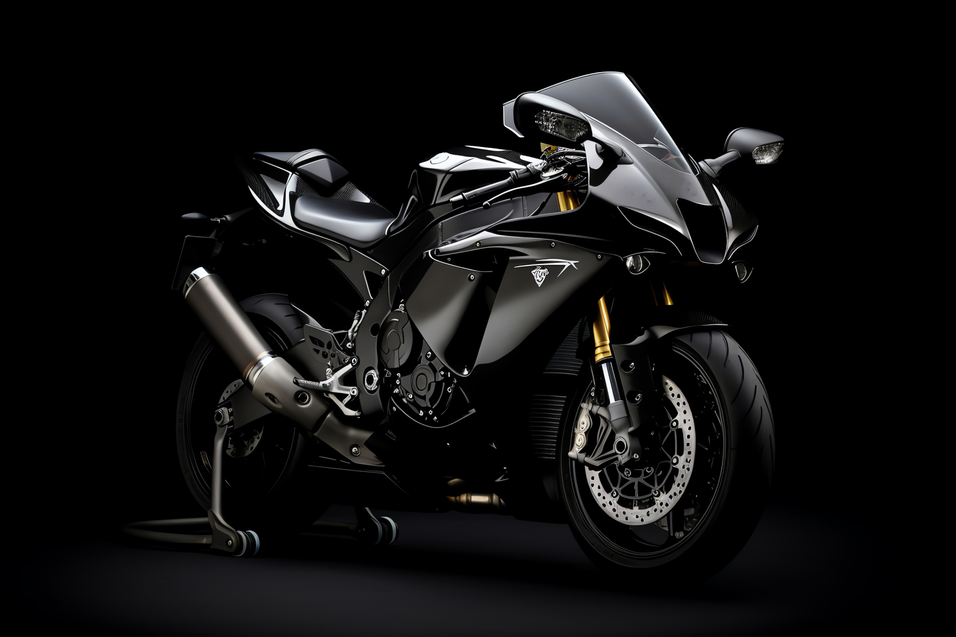 Yamaha R1, aggressive styling, motorcycle design, biker appeal, dark backdrop, HD Desktop Image