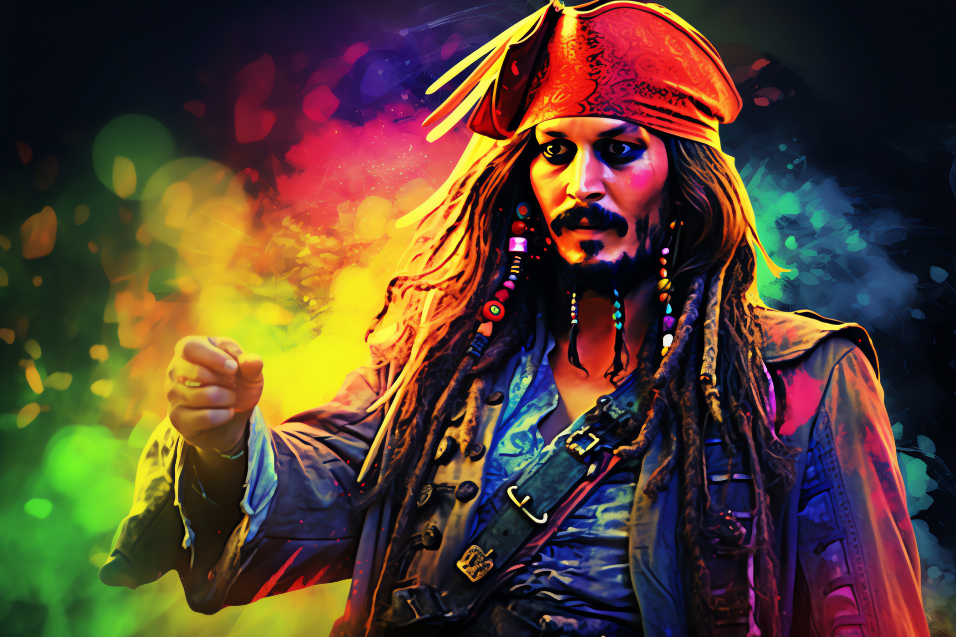 Johnny Depp as Sparrow, Adventurous captain, Navigational tool, Memorable locks, Expressive features, HD Desktop Wallpaper