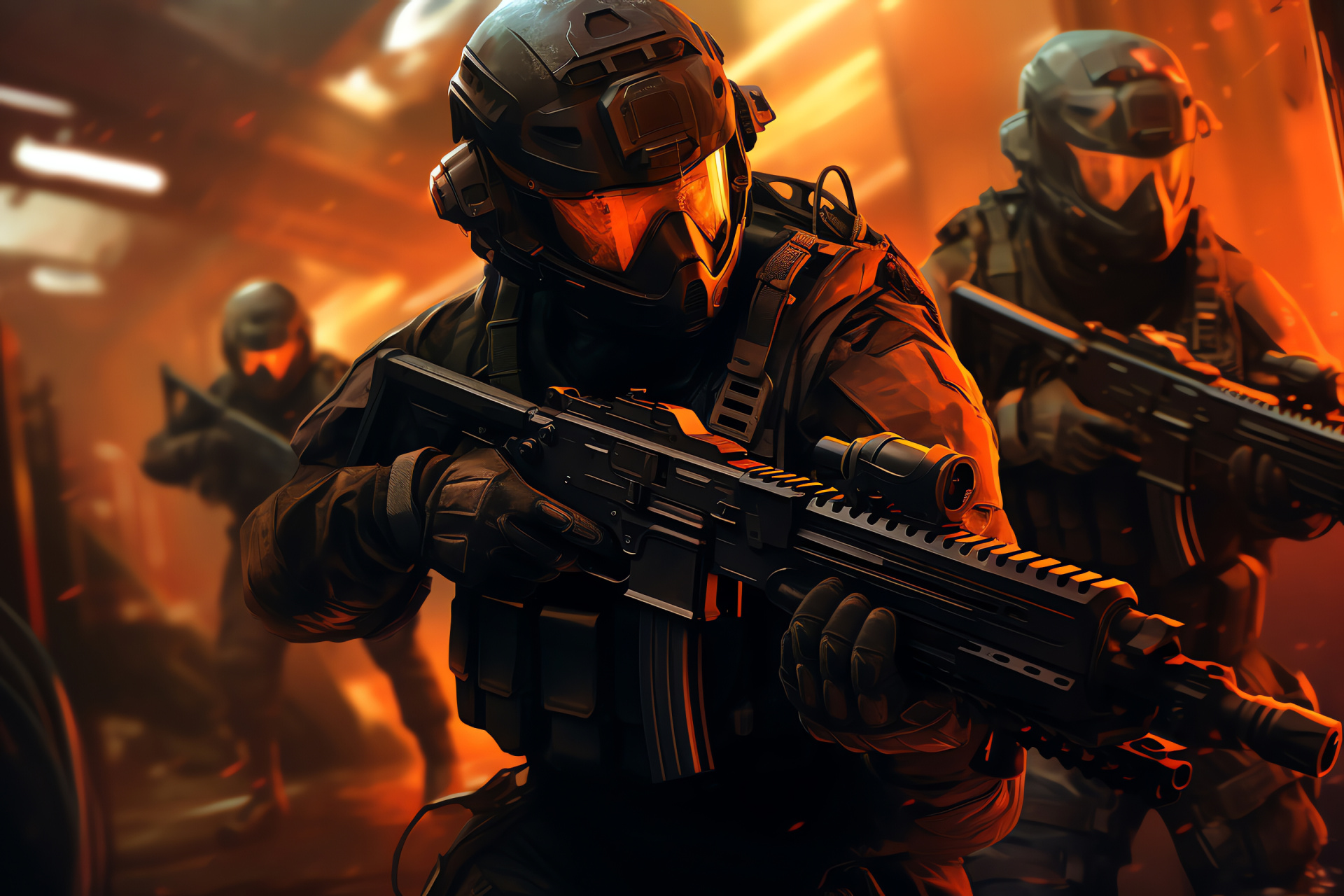 Point Blank troopers, stronghold assault, arsenal ready, intricate passageways, strategic combat, HD Desktop Wallpaper