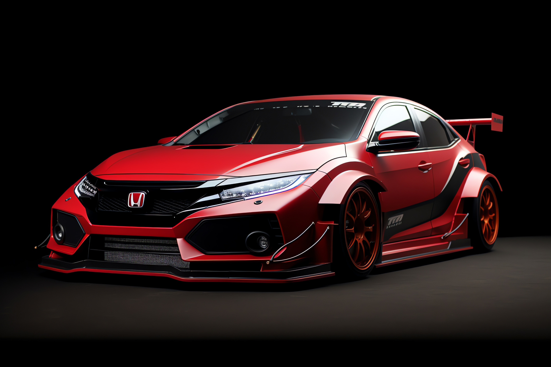 VTEC Civic Type R, Suzuka asphalt, high-speed equipment, downforce elements, streamlined shape, HD Desktop Image