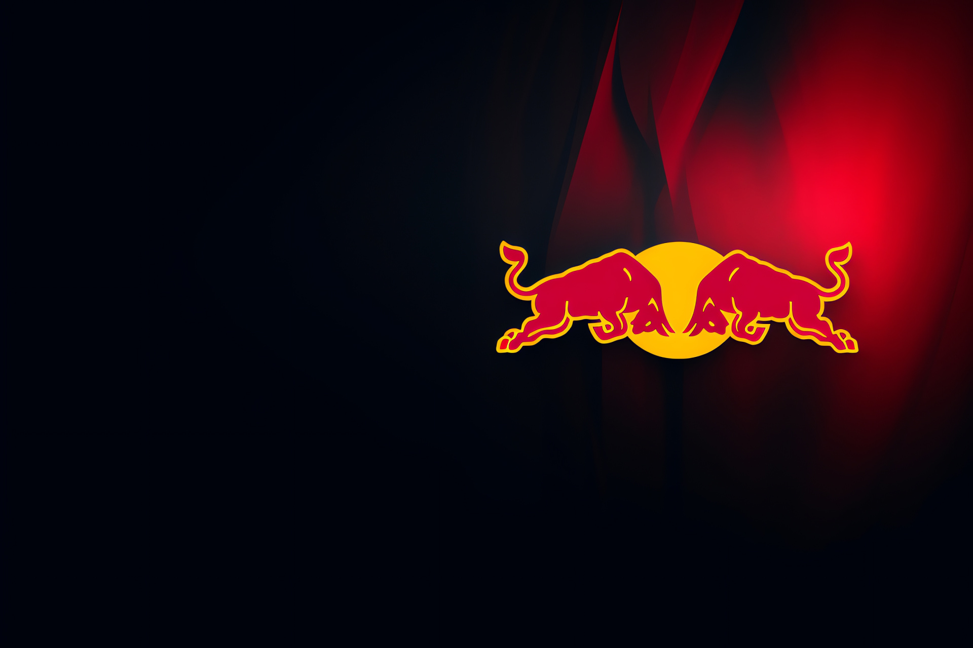 Red Bull emblem, Branded energy drink symbol, Sunshine burst design, High contrast branding, Marketing graphic, HD Desktop Wallpaper