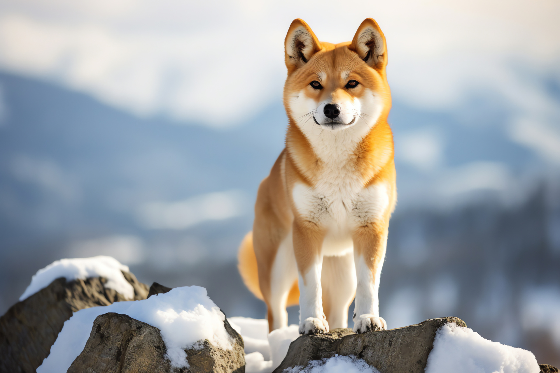 Shiba Inu portrait, Serene canine, Tri-color coat, Domestic animal charm, Eastern breed, HD Desktop Wallpaper