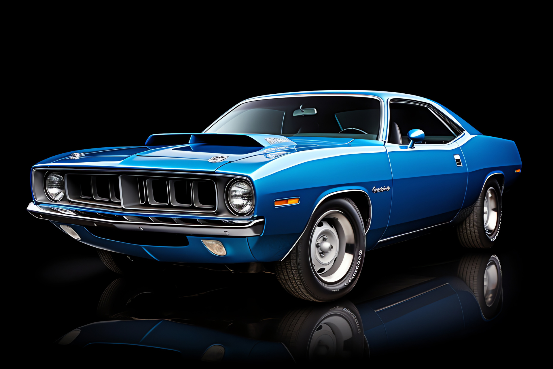 Plymouth Barracuda 1972, Vintage muscle car, American auto icon, High-performance 440 engine, Blue body finish, HD Desktop Wallpaper