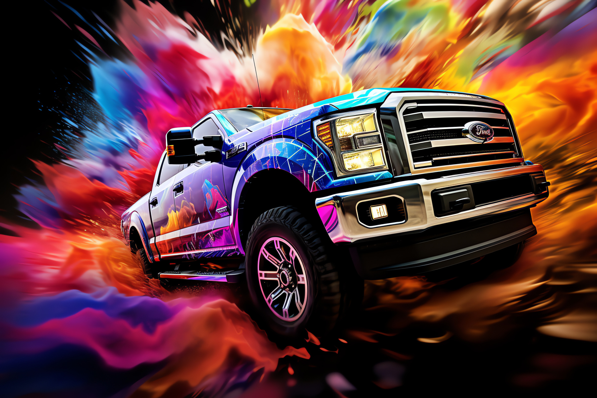 Powerstroke engine, aerial acumen, alluring background, brilliant shades, swirling artistic expression, HD Desktop Wallpaper