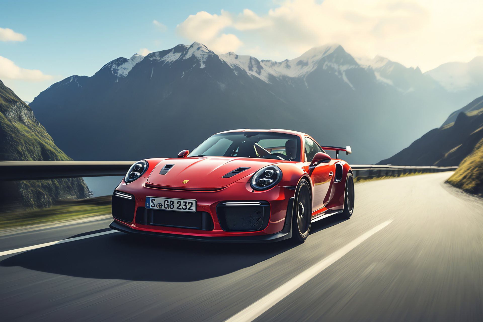 Porsche 911 GT2 RS, Alpine serenity, Precision engineering, Luxury sports car dynamics, HD Desktop Wallpaper