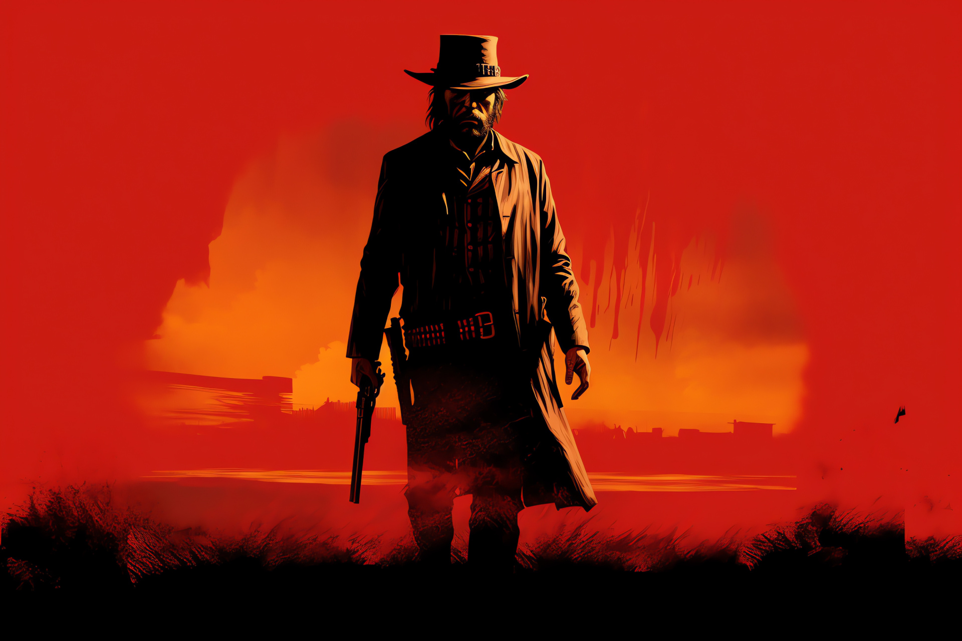 Gang leader Dutch, Strategy and maps, Western game, Focused leader, Red Dead Redemption character, HD Desktop Wallpaper