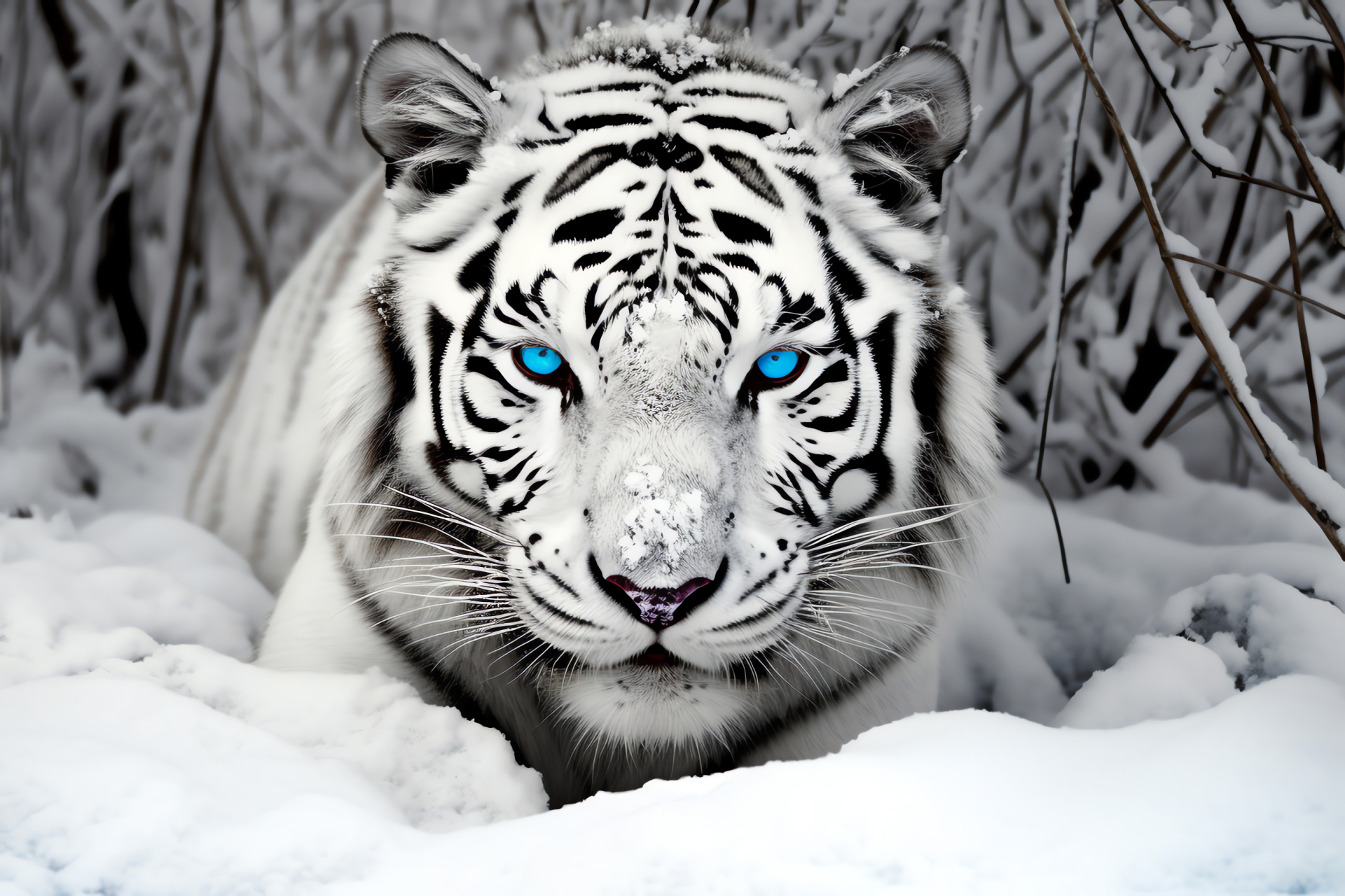 Panthera Tigris, Cerulean glance, Bicolour vacuum, Ying yang concept, Big cat, HD Desktop Wallpaper