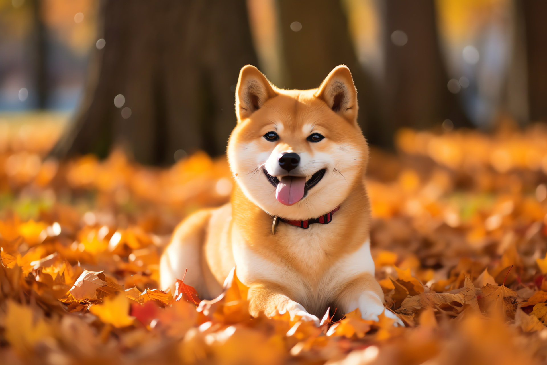 Shiba Inu stance, Fluffy Japanese breed, Pet with fur, Dog autumn environment, Canine posture, HD Desktop Wallpaper