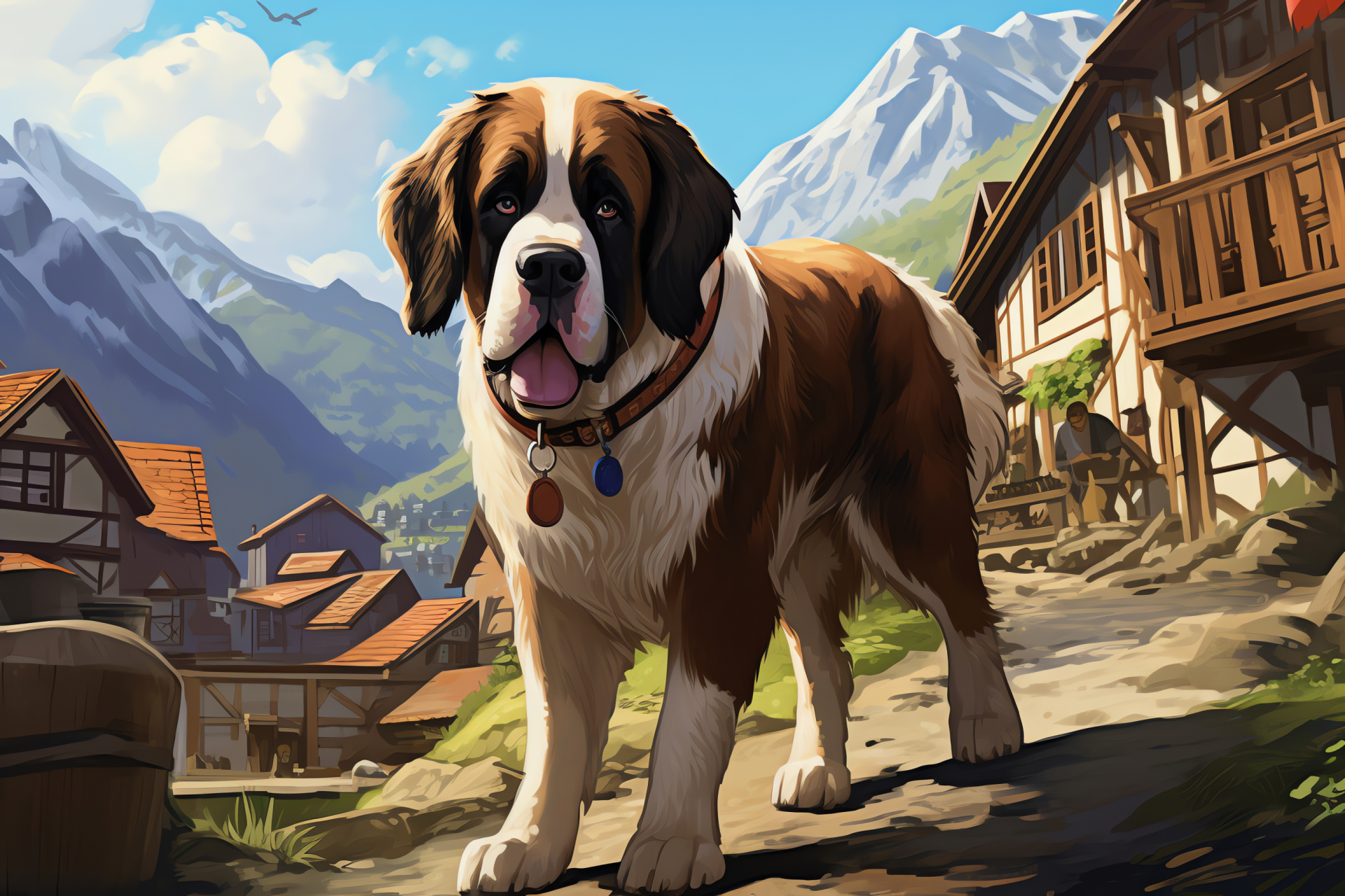 St Bernard breed, Canine intelligence, Burly mountain dog, Water-resistant coat, Saddle pattern fur, HD Desktop Image