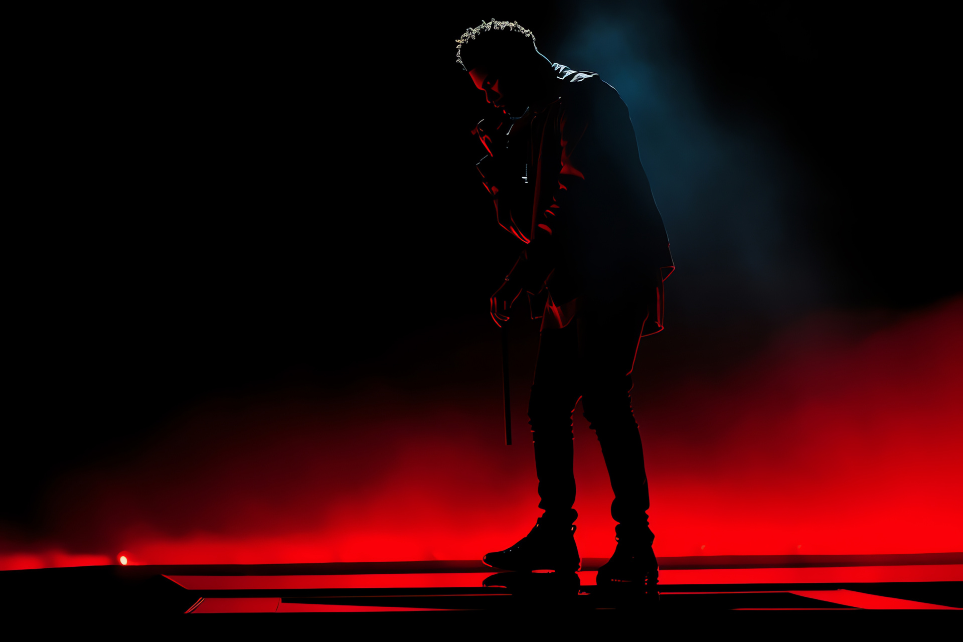 The Weeknd, Enigmatic performer, Dramatic contrast, Entertainment scene, Music sensation, HD Desktop Wallpaper