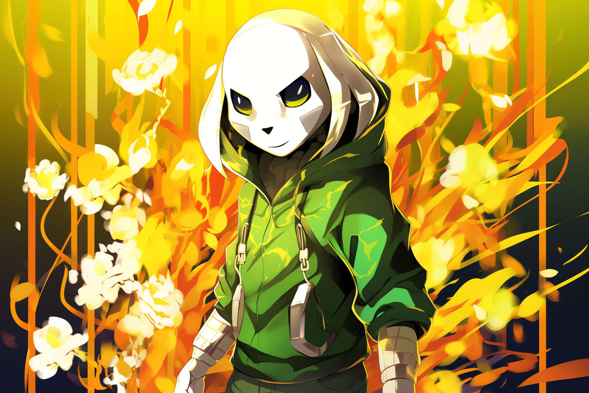 Asriel Character, Undertale Theme, Eye Hue, Floral Cluster, Graphic Gradient, HD Desktop Wallpaper