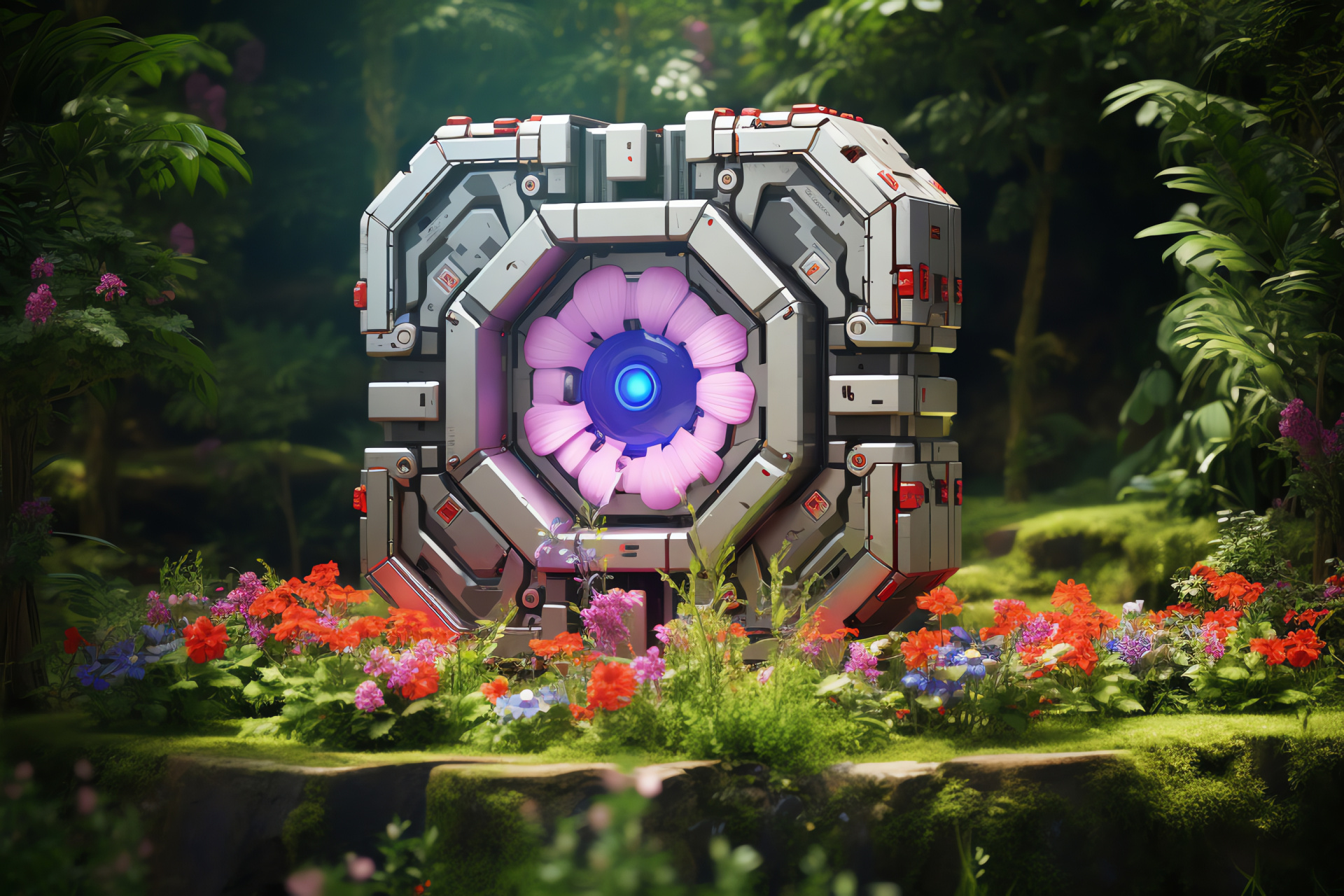Portal game environment, Interactive gaming setting, Unique puzzle landscape, Gameplay strategy, Valve's physics-based challenges, HD Desktop Wallpaper