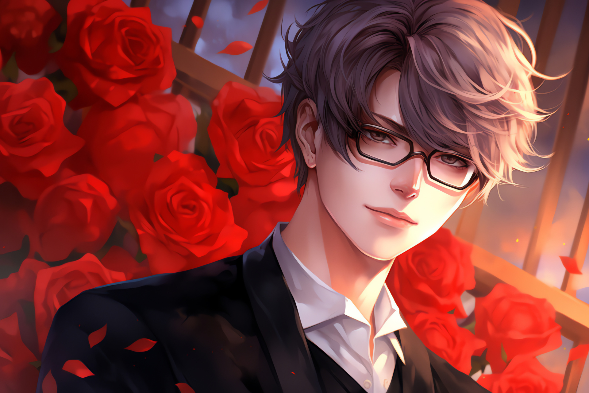 Zen visual, Piercing look, Floral attraction, Artistic frame, Mystic Messenger theme, HD Desktop Image