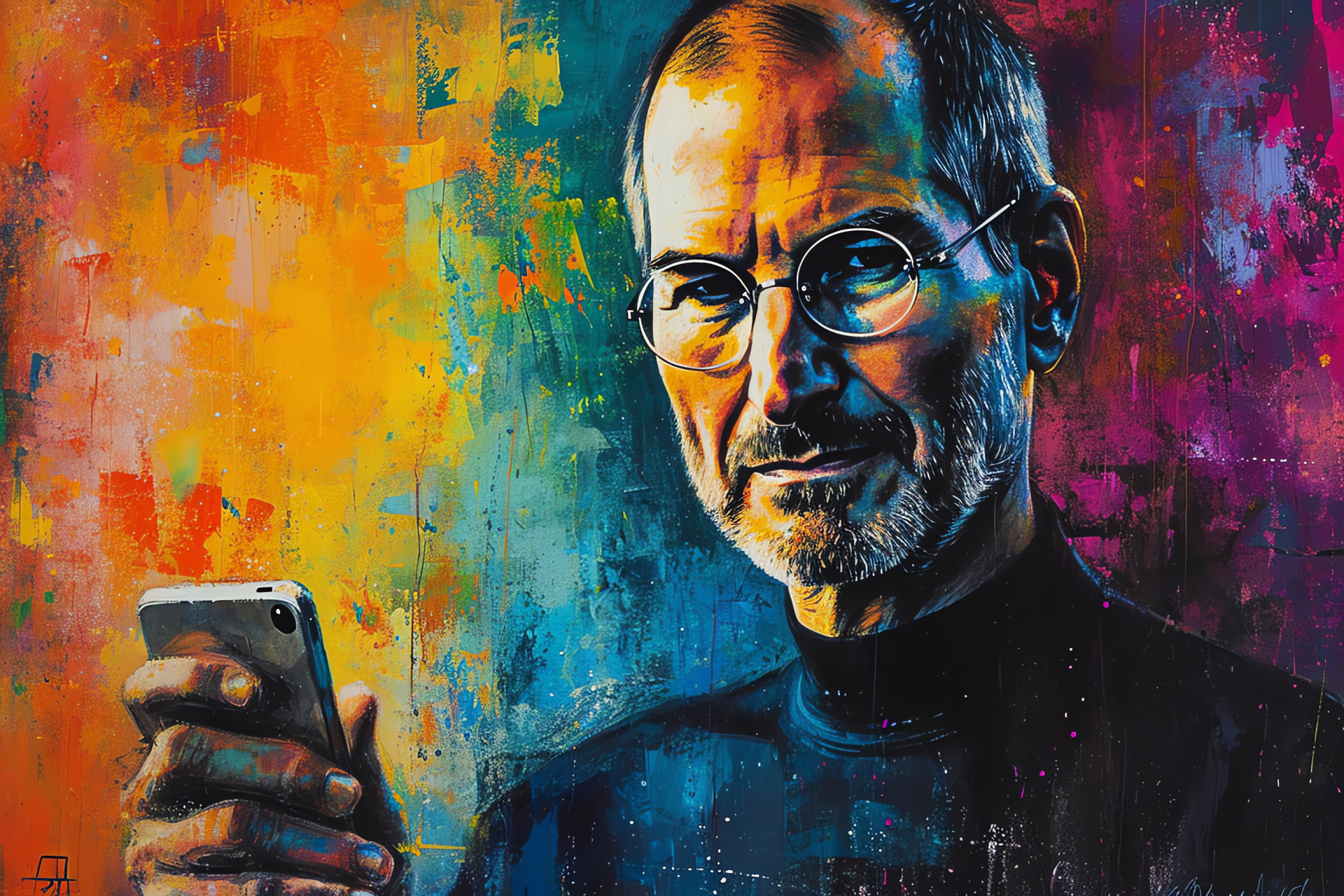Steve Jobs with iPad, New product keynote, Stage presence, Advanced computing, Technology leader, HD Desktop Image