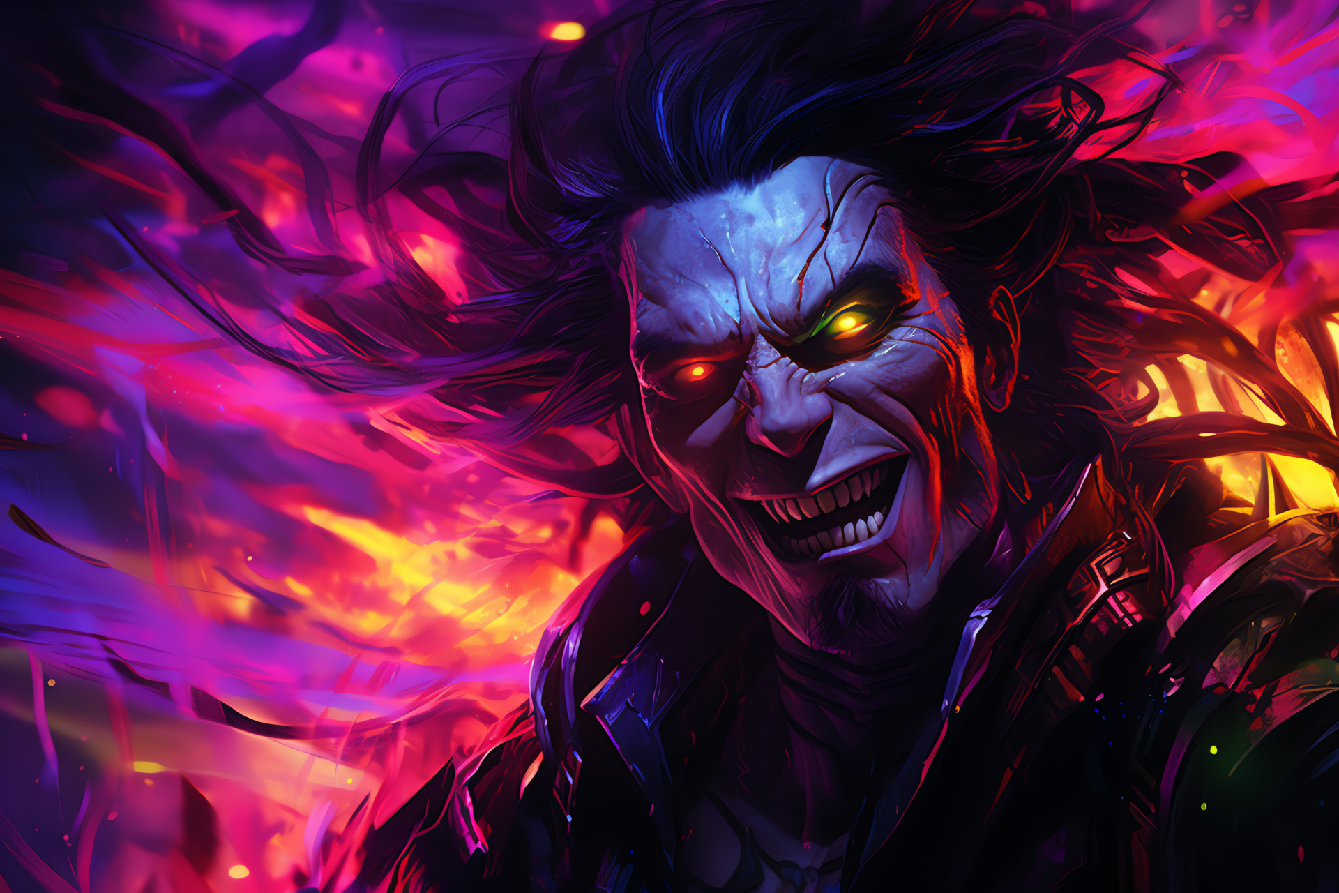 MTG, Ashiok, Weaver of Nightmares, Eerie violet gaze, Malevolent grin, HD Desktop Image