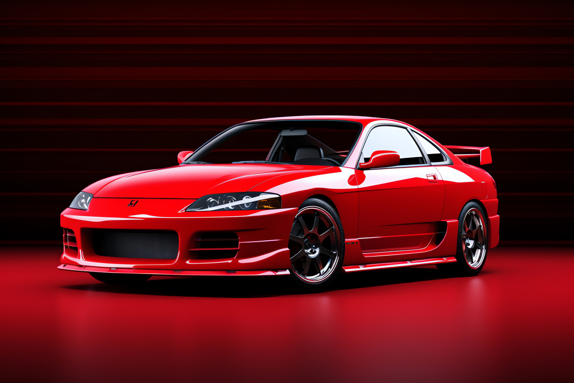 Nissan S15 Silvia, High-angle shot, Radiant red finish, Monochrome backdrop, JDM sports car, HD Desktop Image