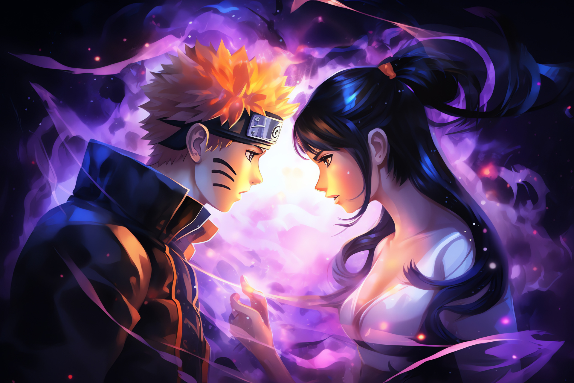 Naruto saga, Hinata character, Dynamic action, Sage of Six Paths, Energy aura, HD Desktop Image