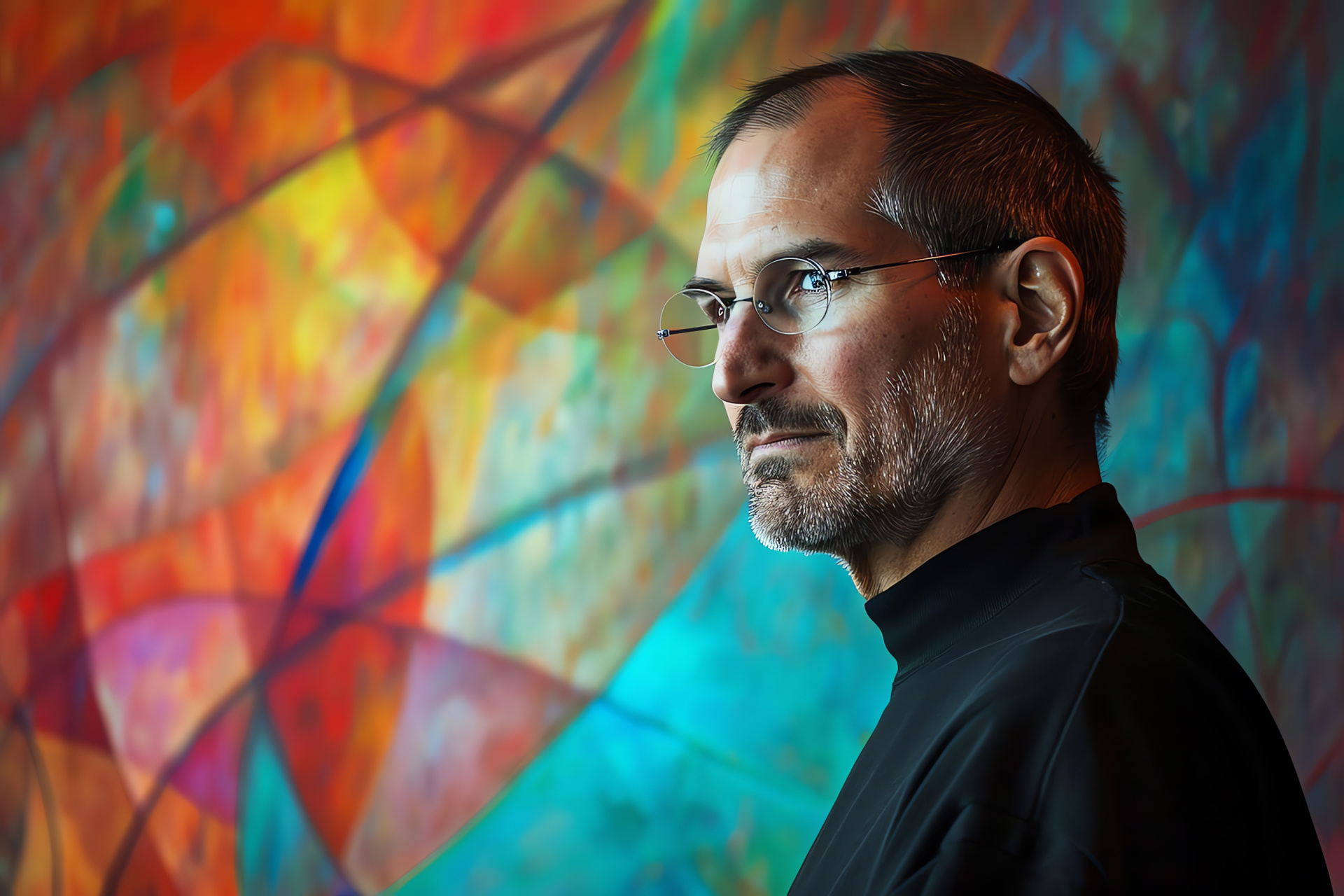 Steve Jobs with MacBook, Apple's charismatic leader, Computing innovation, Silicon Valley icon, Leading technology, HD Desktop Image