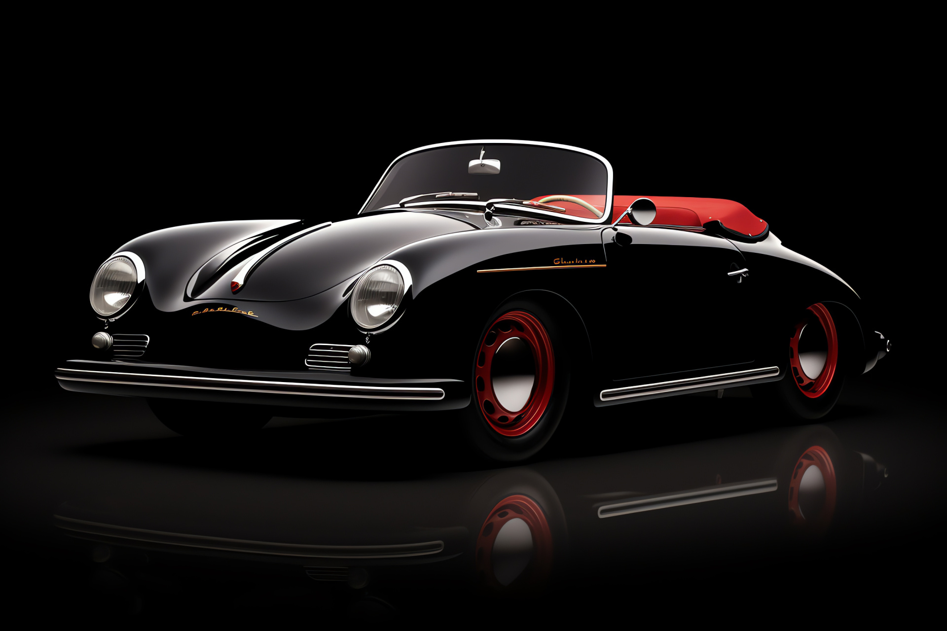 Porsche 356 1957 Speedster, High-angle capture, Deep red shade, Classic auto, Sleek design, HD Desktop Image