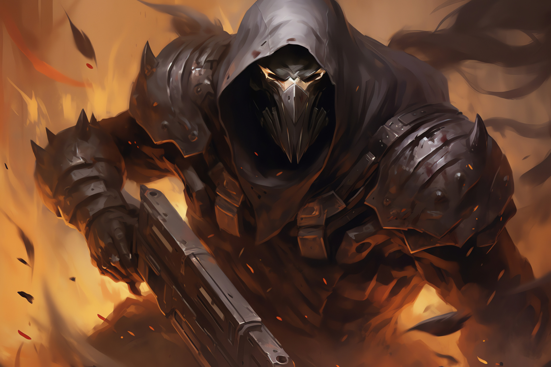 Overwatch Reaper, Wielding shotguns, Armor visualization, Gamer's dark avatar, Action-based theme, HD Desktop Image