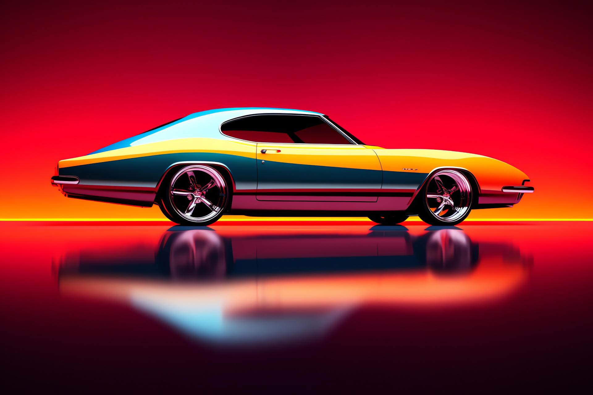 Neon Car, minimalist two-tone design, side perspective, auto design, auto show, HD Desktop Wallpaper