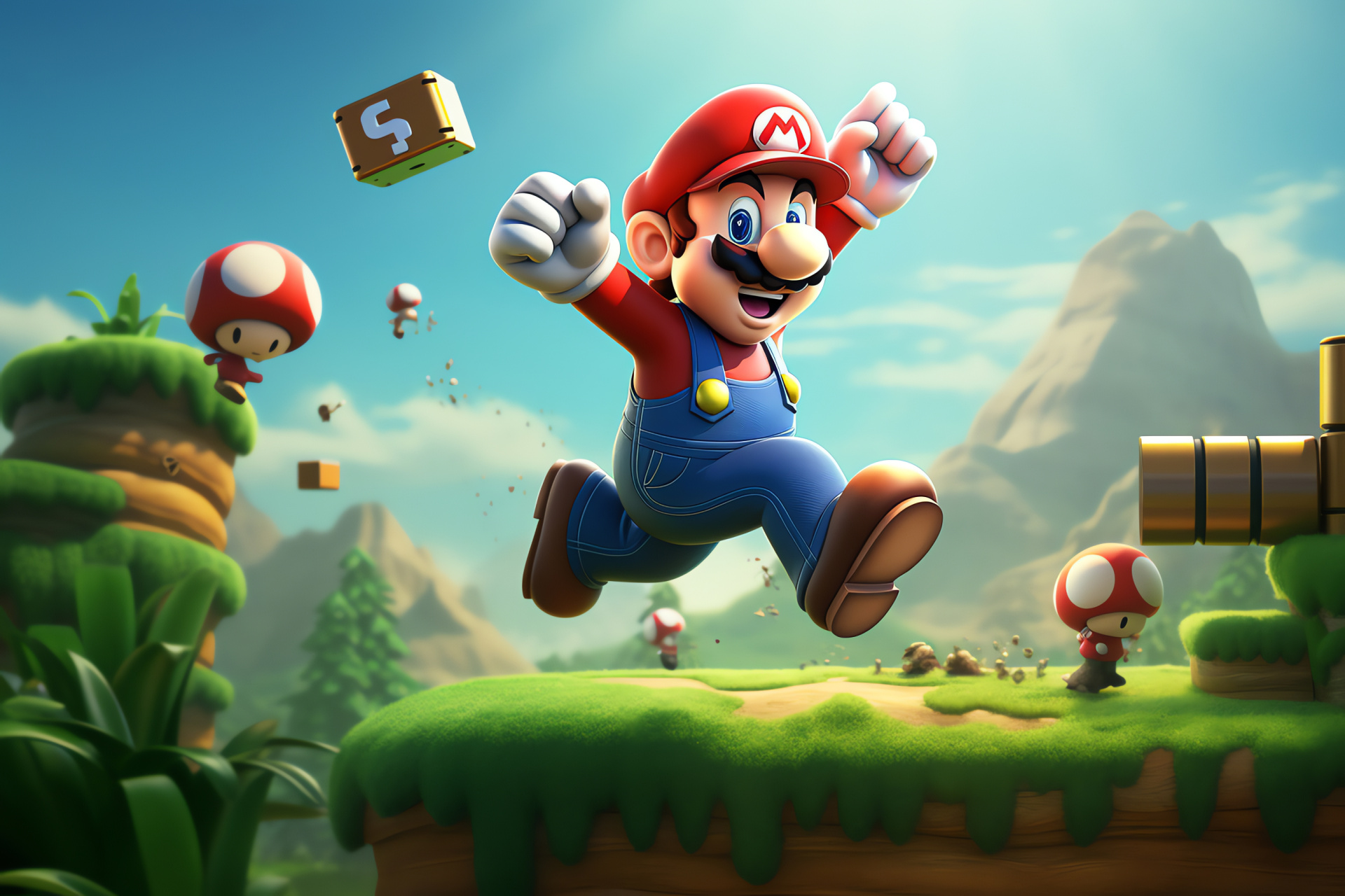 Nintendo's hero Mario, Platformer game protagonist, Iconic character outfit, Mushroom Kingdom adventure, Enduring gaming franchise, HD Desktop Wallpaper