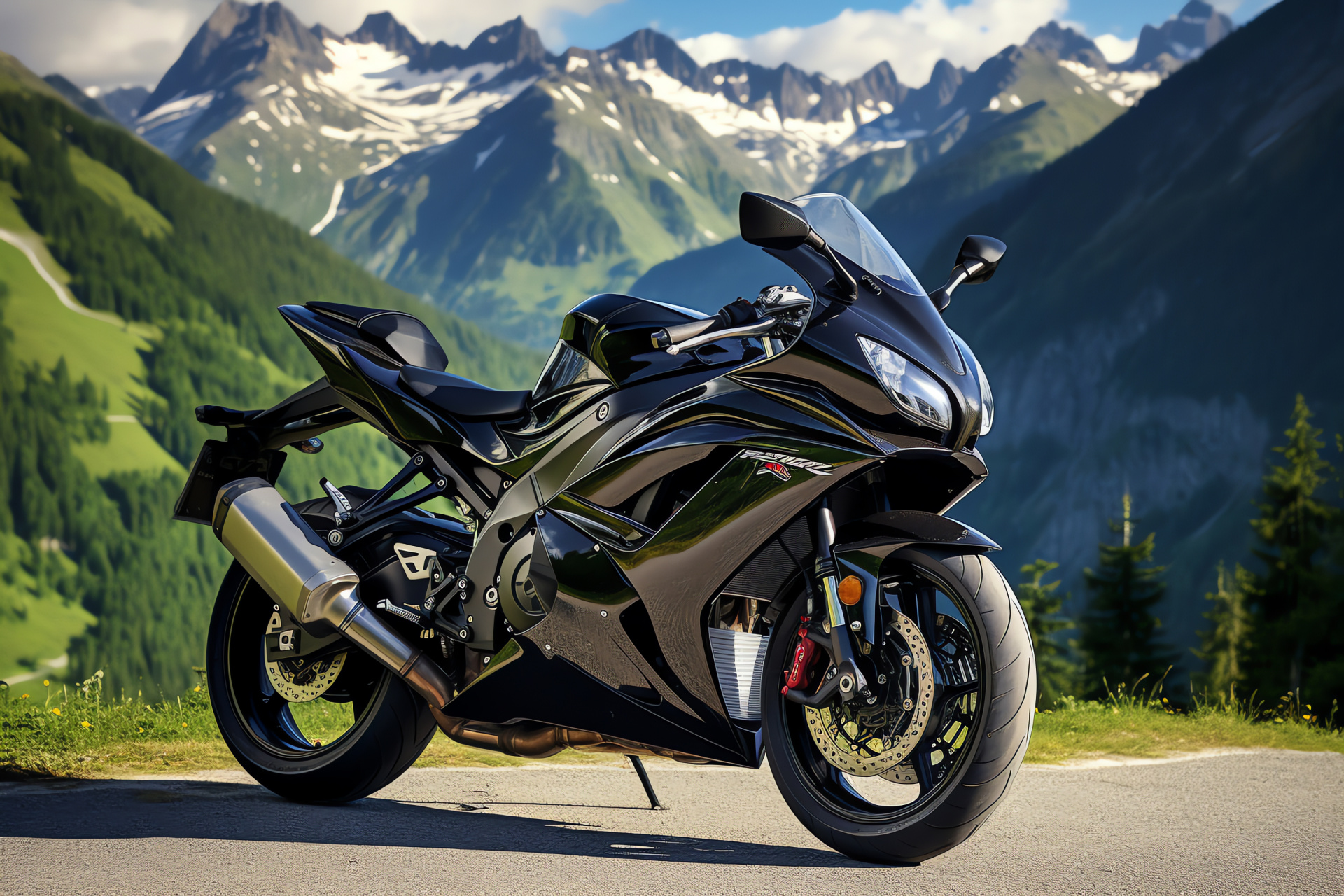 Swiss alpine riding, High-performance GSXR 750, Scenic mountain biking, European motorcycle tour, Road excursion, HD Desktop Wallpaper