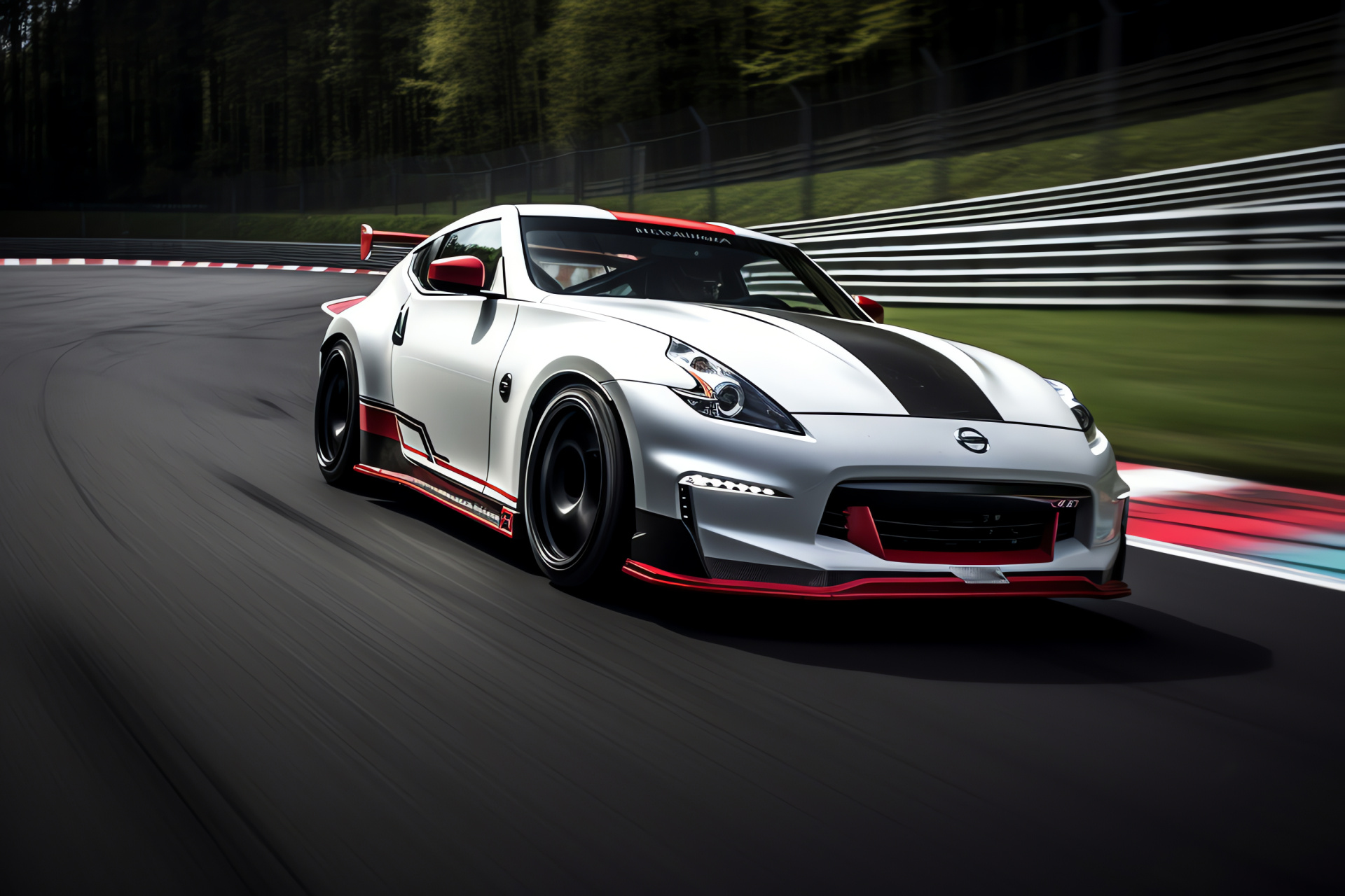 Nissan 370Z Nismo Edition, Nrburgring race day, Aerodynamic sports kit, Aggressive motorsport body, Racing performance design, HD Desktop Wallpaper