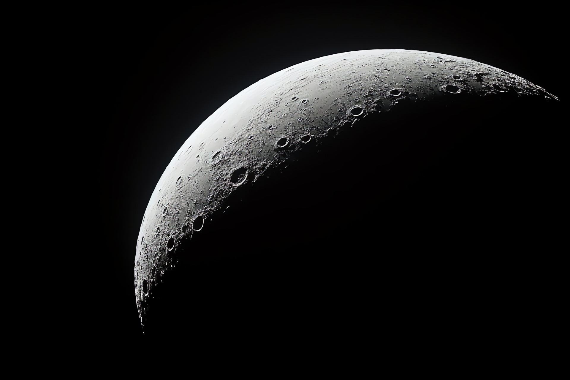First quarter lunar appearance, illuminated night sector, astral brightness, nocturnal intrigue, HD Desktop Wallpaper