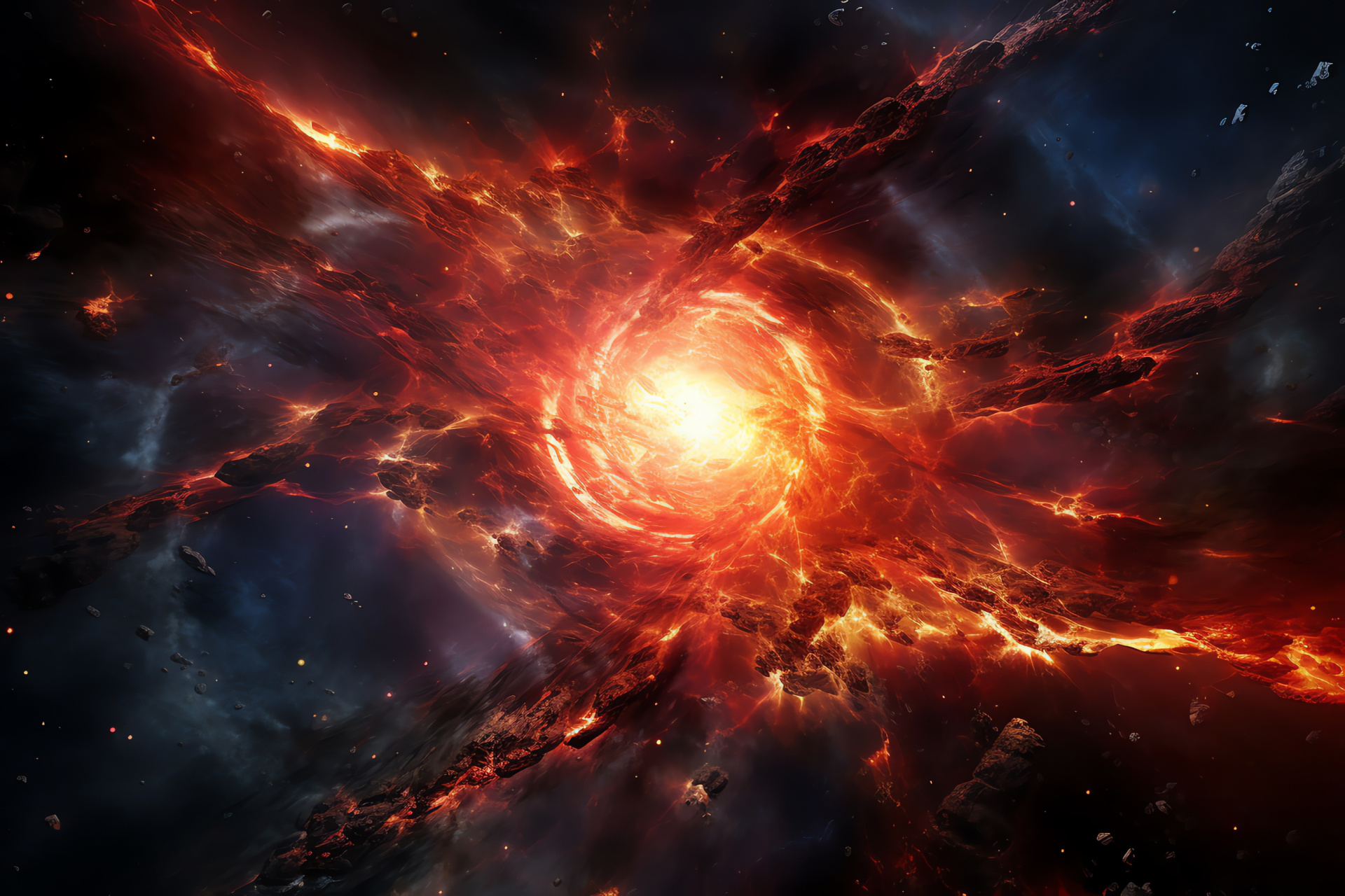 Supernova dynamism, Celestial might, Cosmic explosion, Massive star end, Galactic power, HD Desktop Image