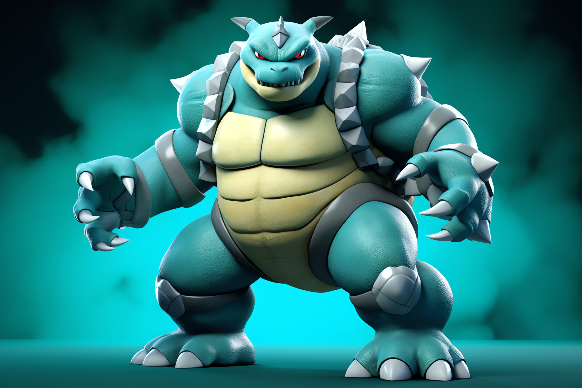 Blastoise's readiness, Shell Gun pose, Kanto water might, indigo shell shield, defensive position, HD Desktop Wallpaper